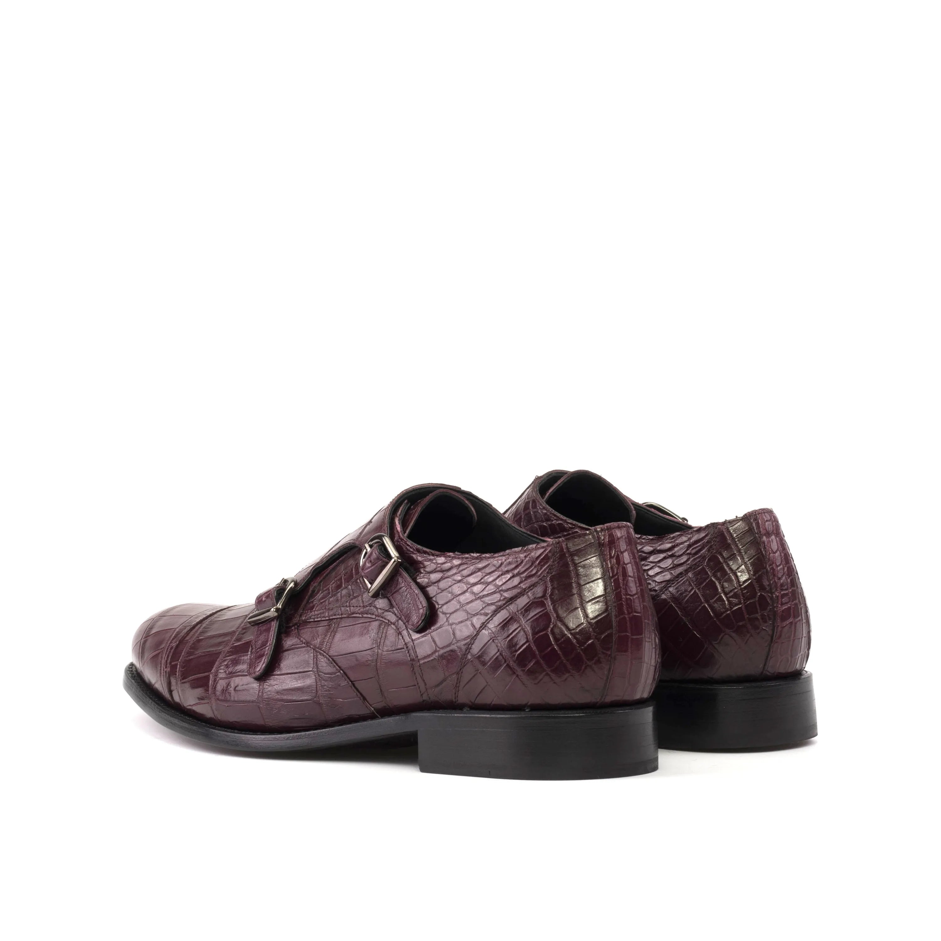 Amiri Alligator Double Monk II burgundy crocodile back view