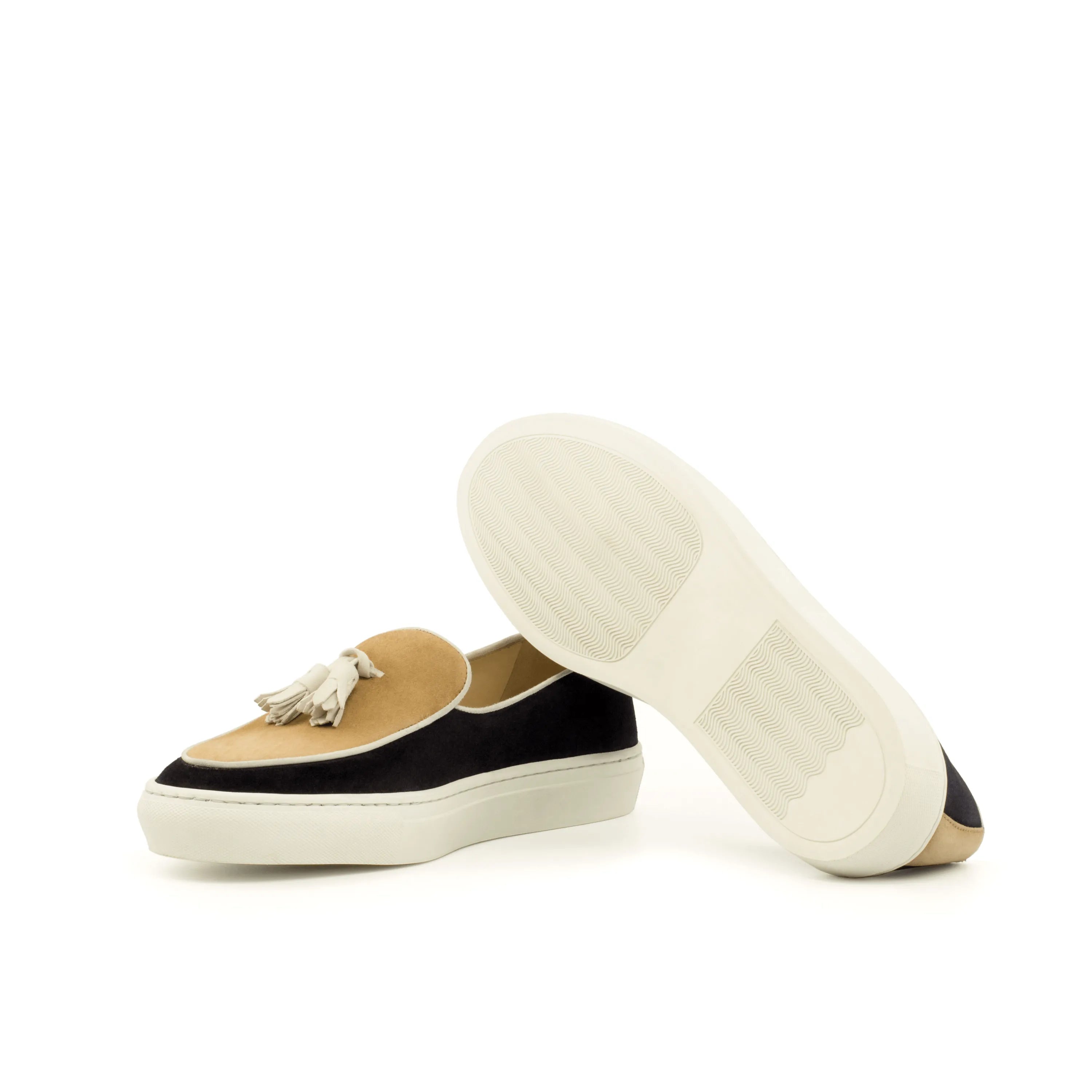 Antigo Belgian sneaker II two-tone tassel kid suede loafer back view