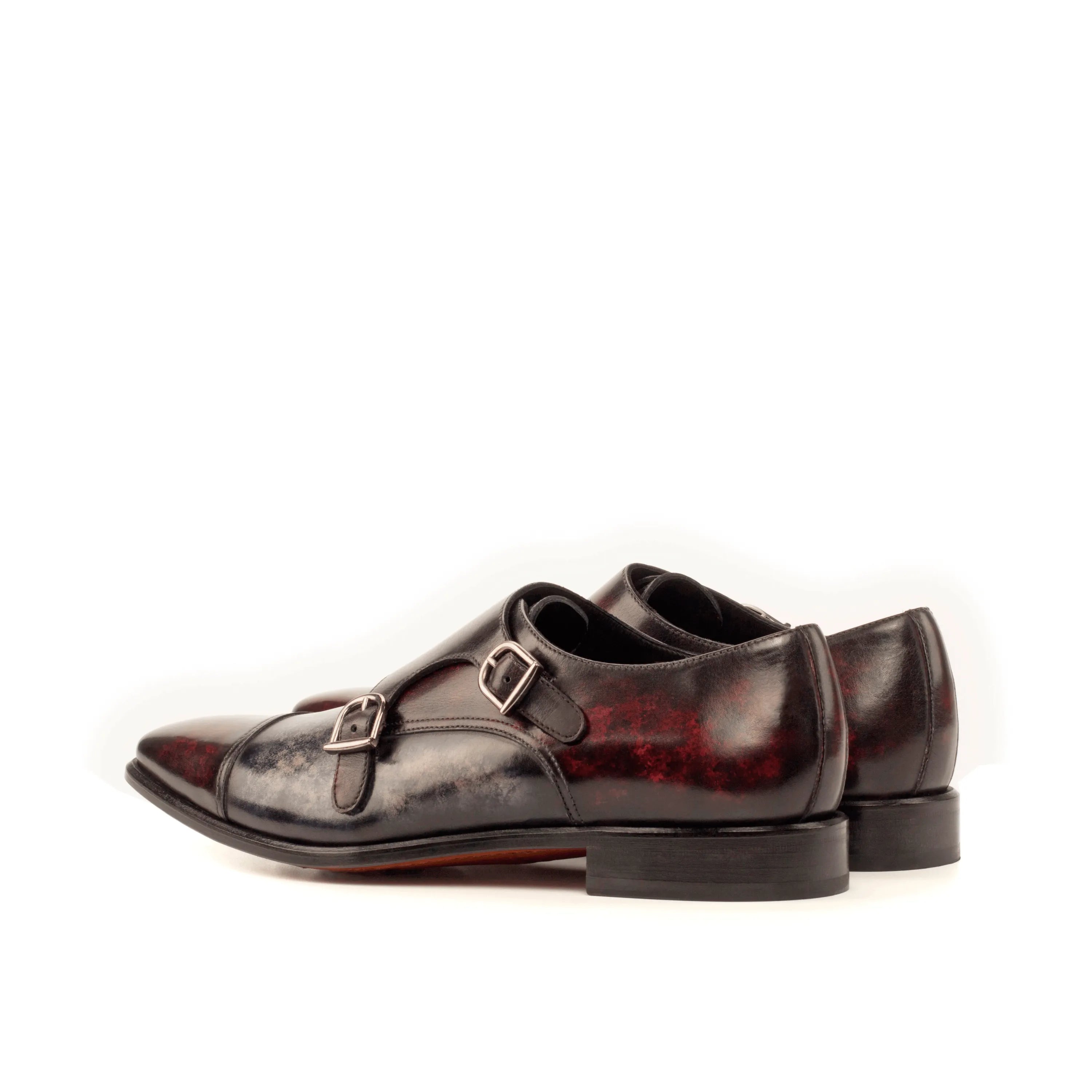ATL Double Monk Patina burgundy leather double monk shoes