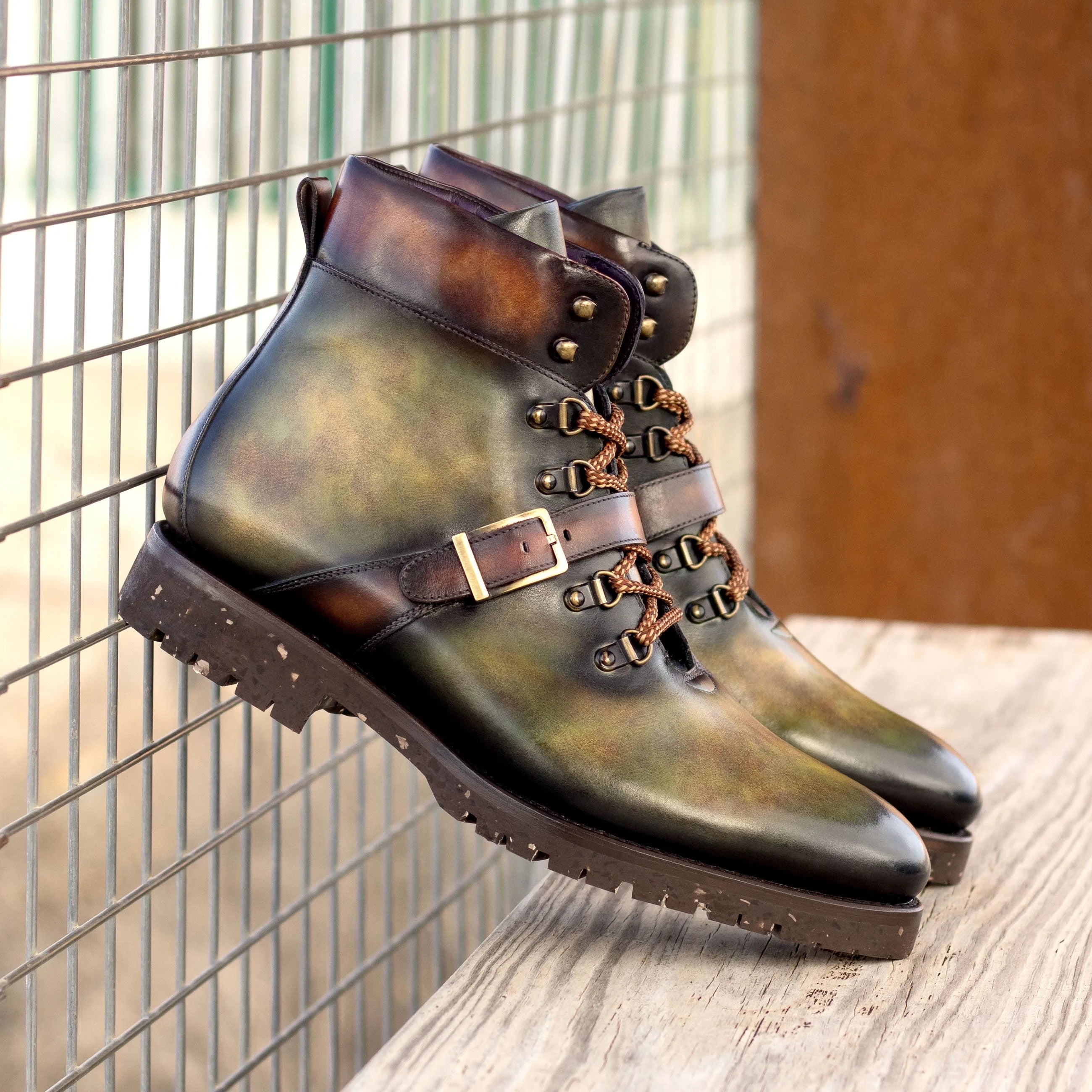 Avalanch Patina hiking boots with leather buckles