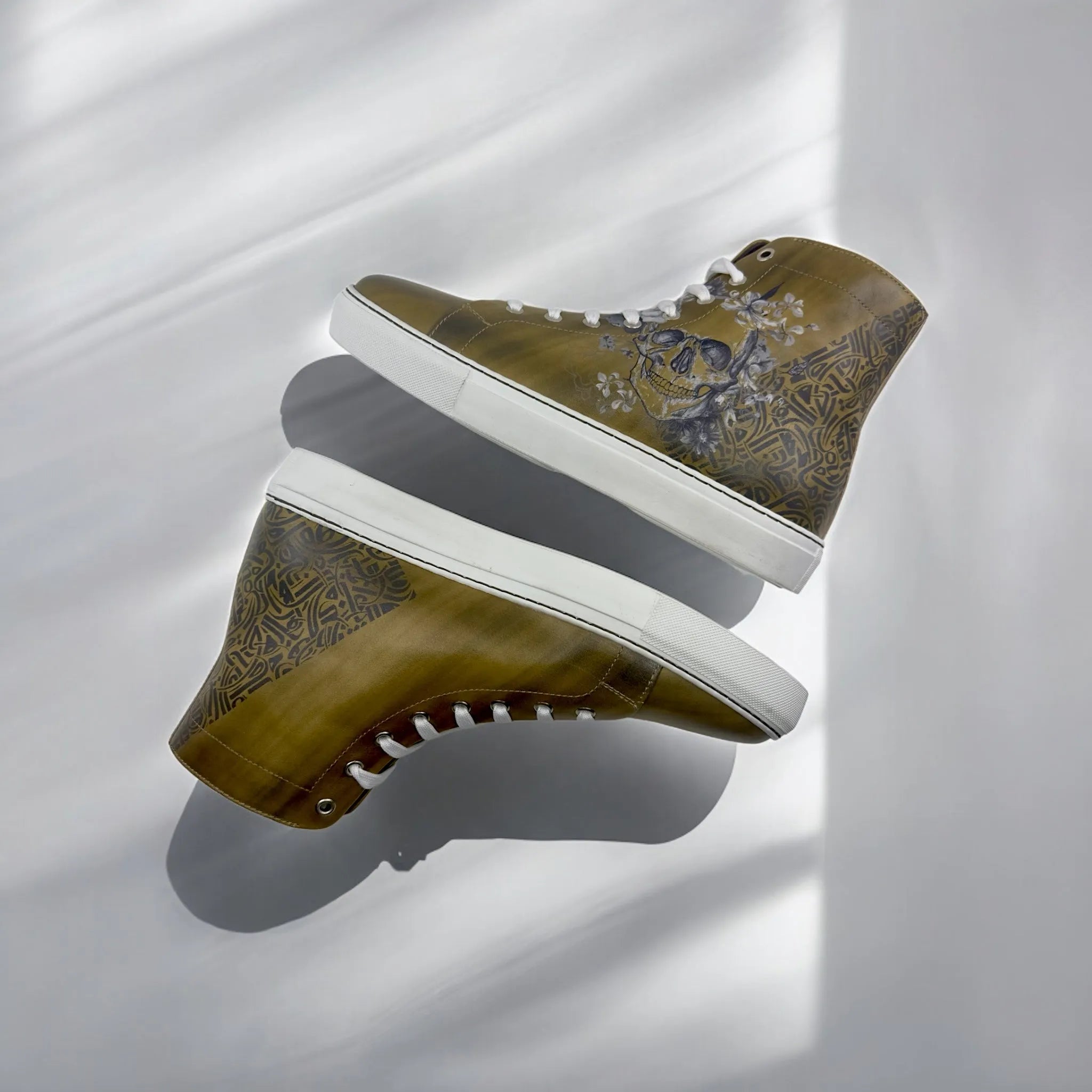 Olive green Awake Americana High Top Sneakers II back view