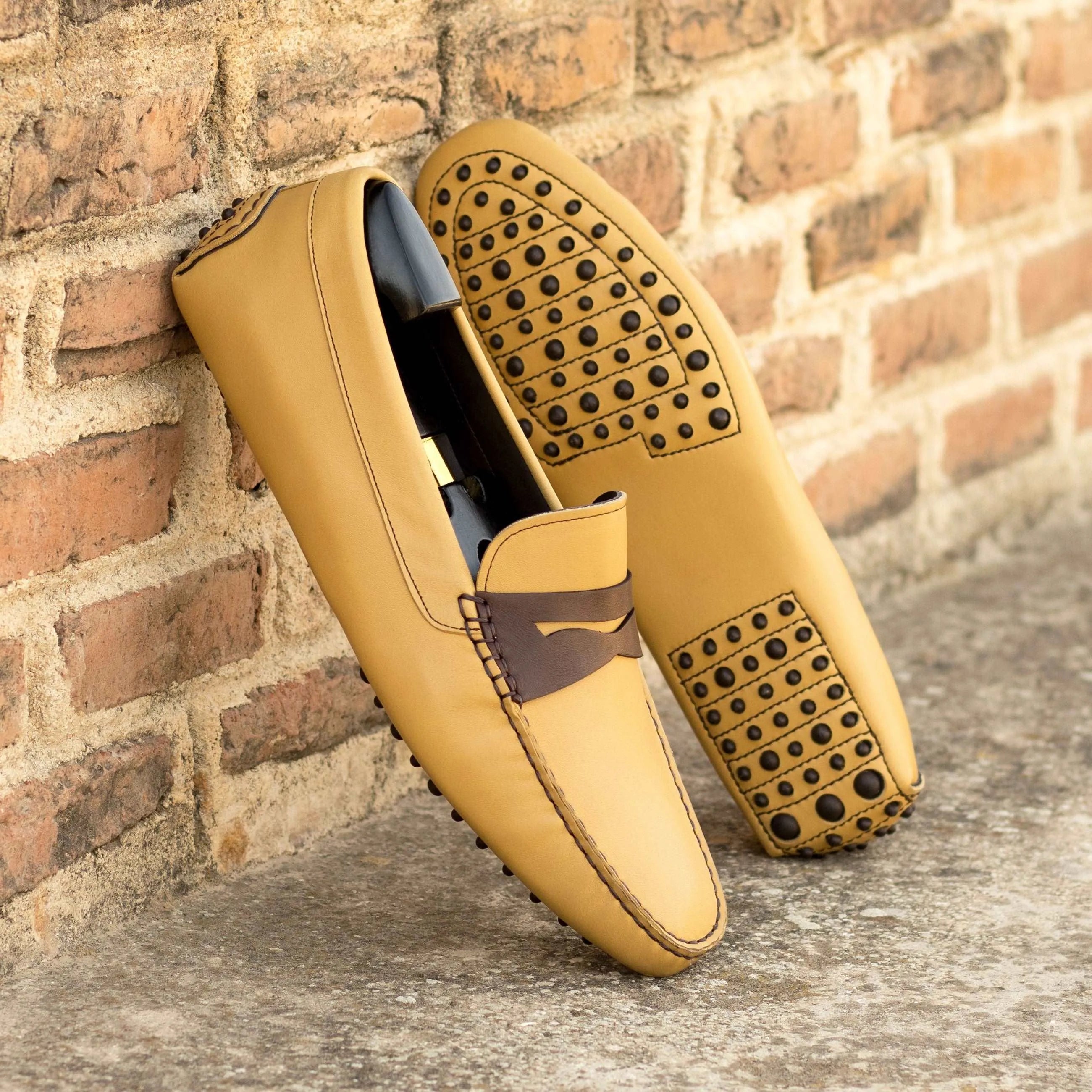Bellatrix Driver tan nappa Italian leather driving loafers