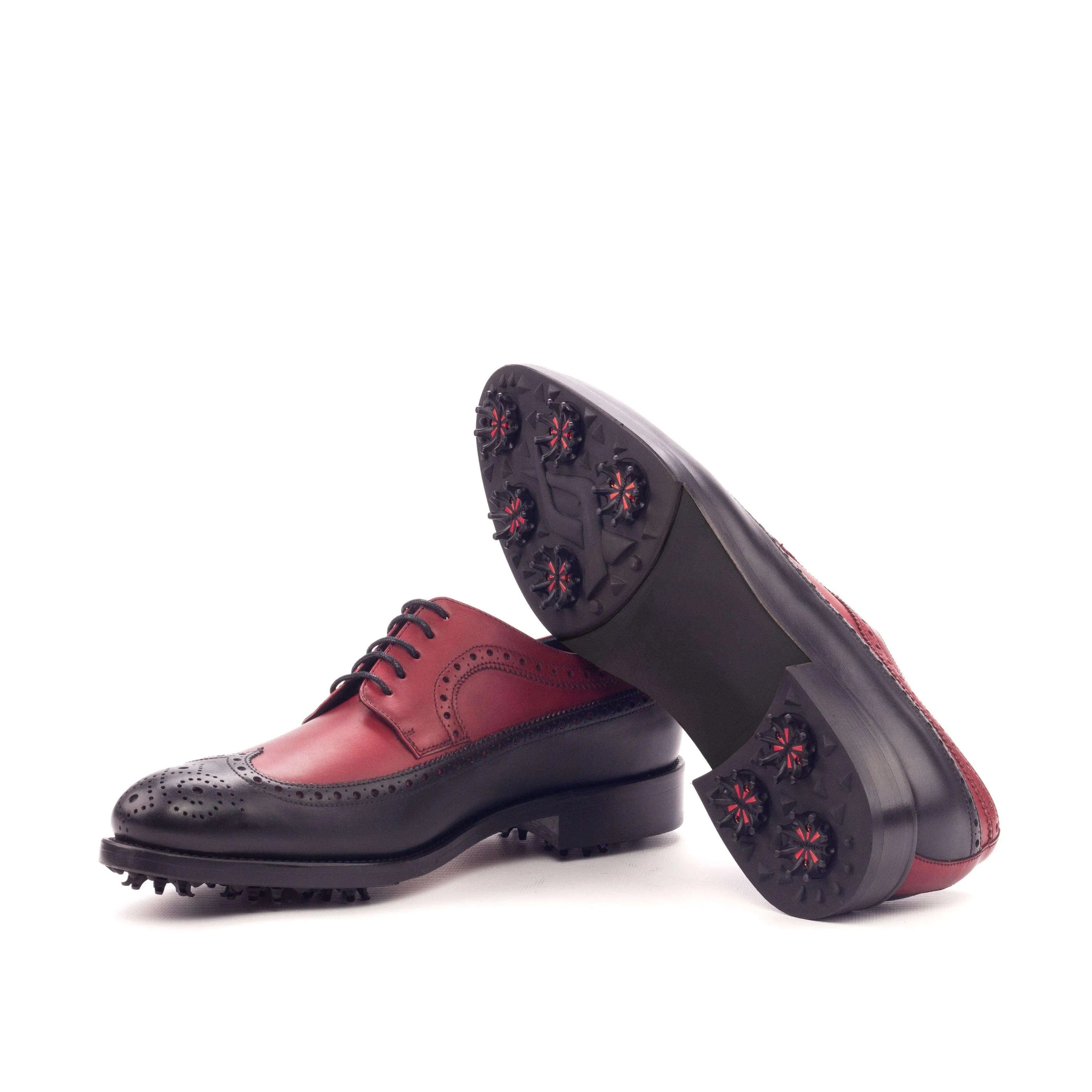 Birdie Long Blucher two-tone saddle golf shoes with spikes