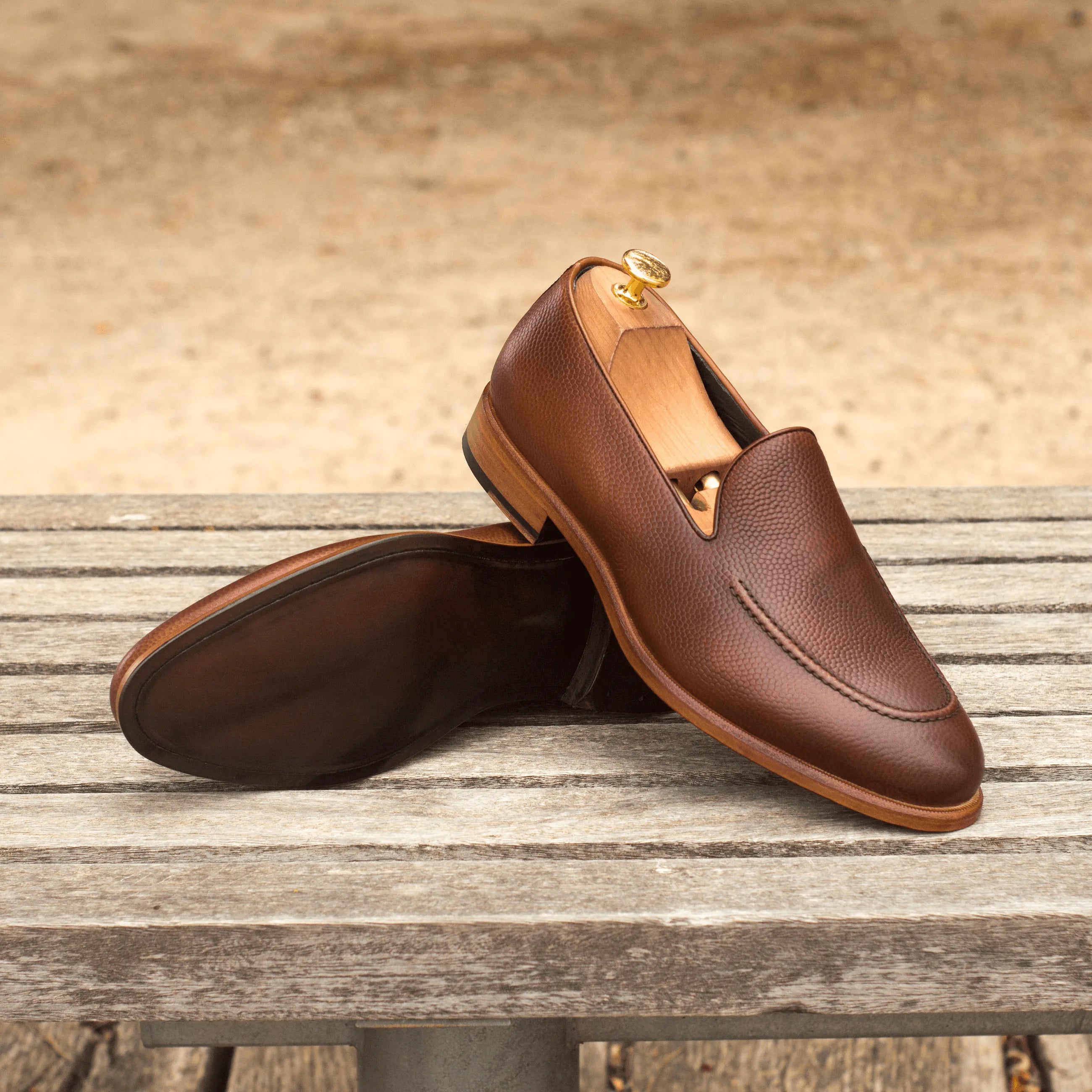 Biyen loafers: brown leather luxury bespoke shoes for men