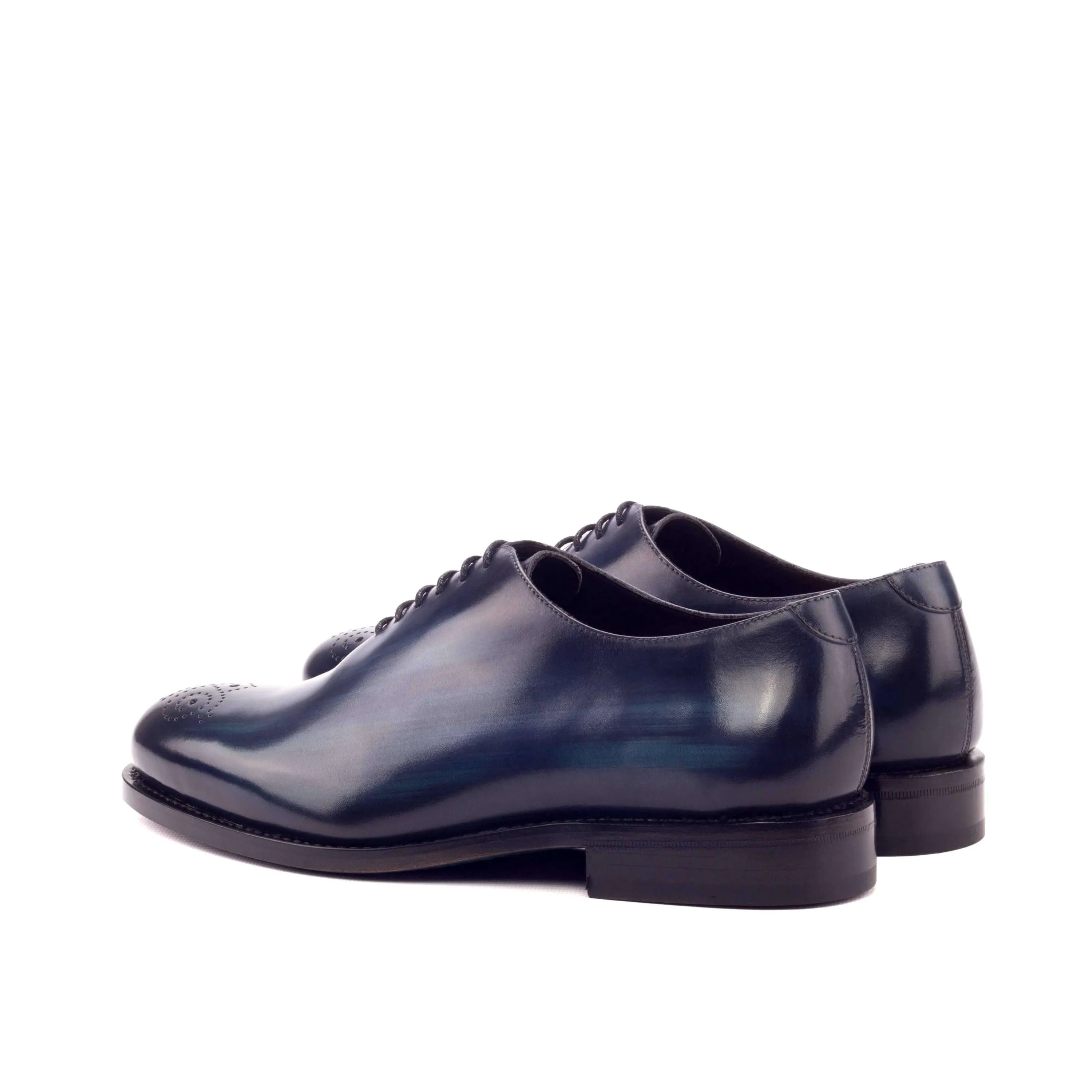 Bluemoon wholecut patina II blue leather dress shoes pair