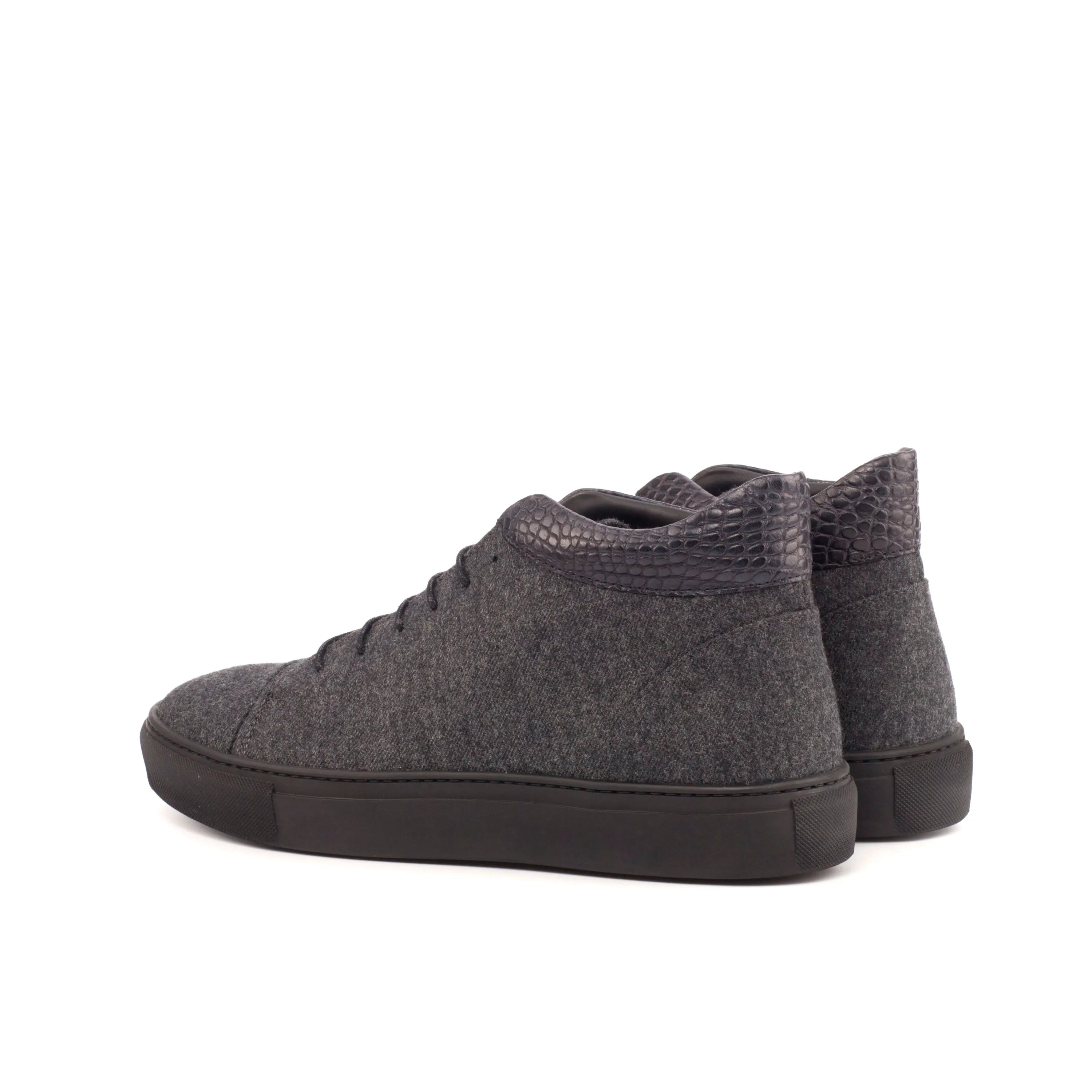 Gray Bonza high top sneakers II with luxury bespoke hand-painted patina