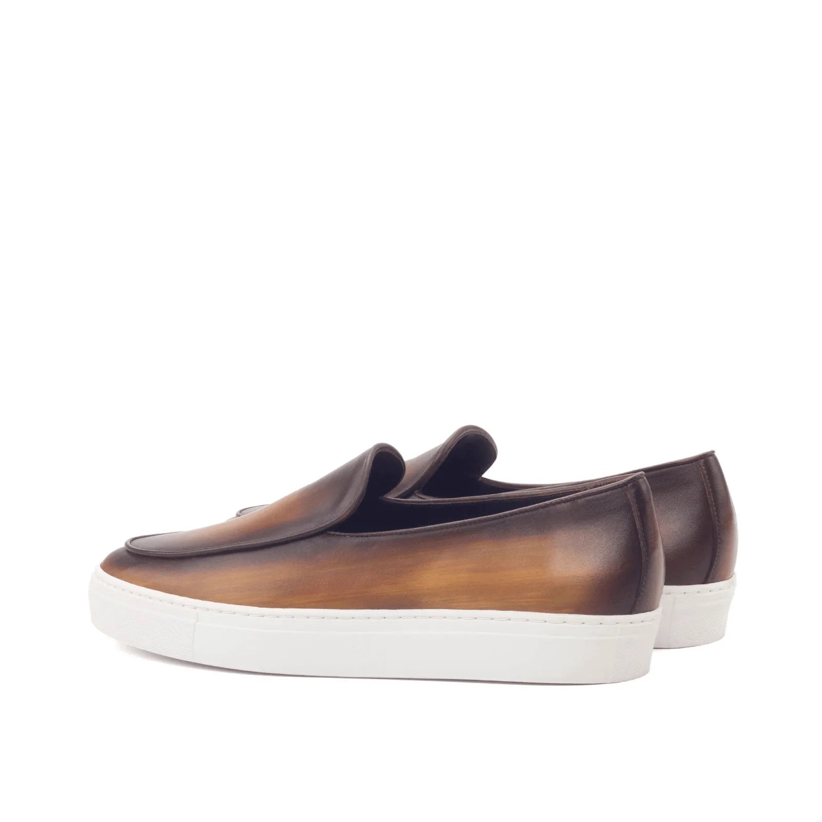 Boss Belgian Patina brown leather slip-on Belgian loafer sneaker