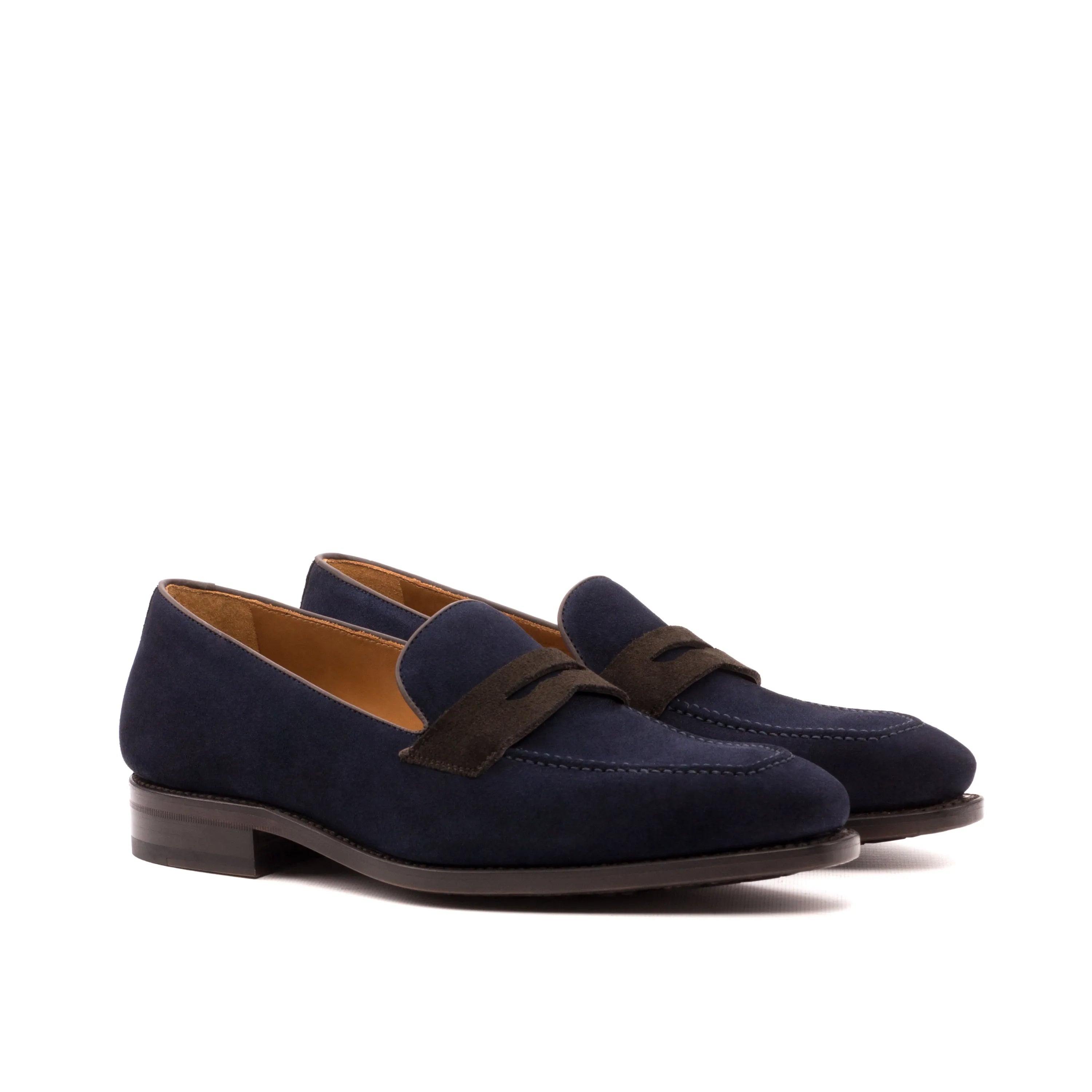 Back view of navy blue Cagle Loafers II in lux suede