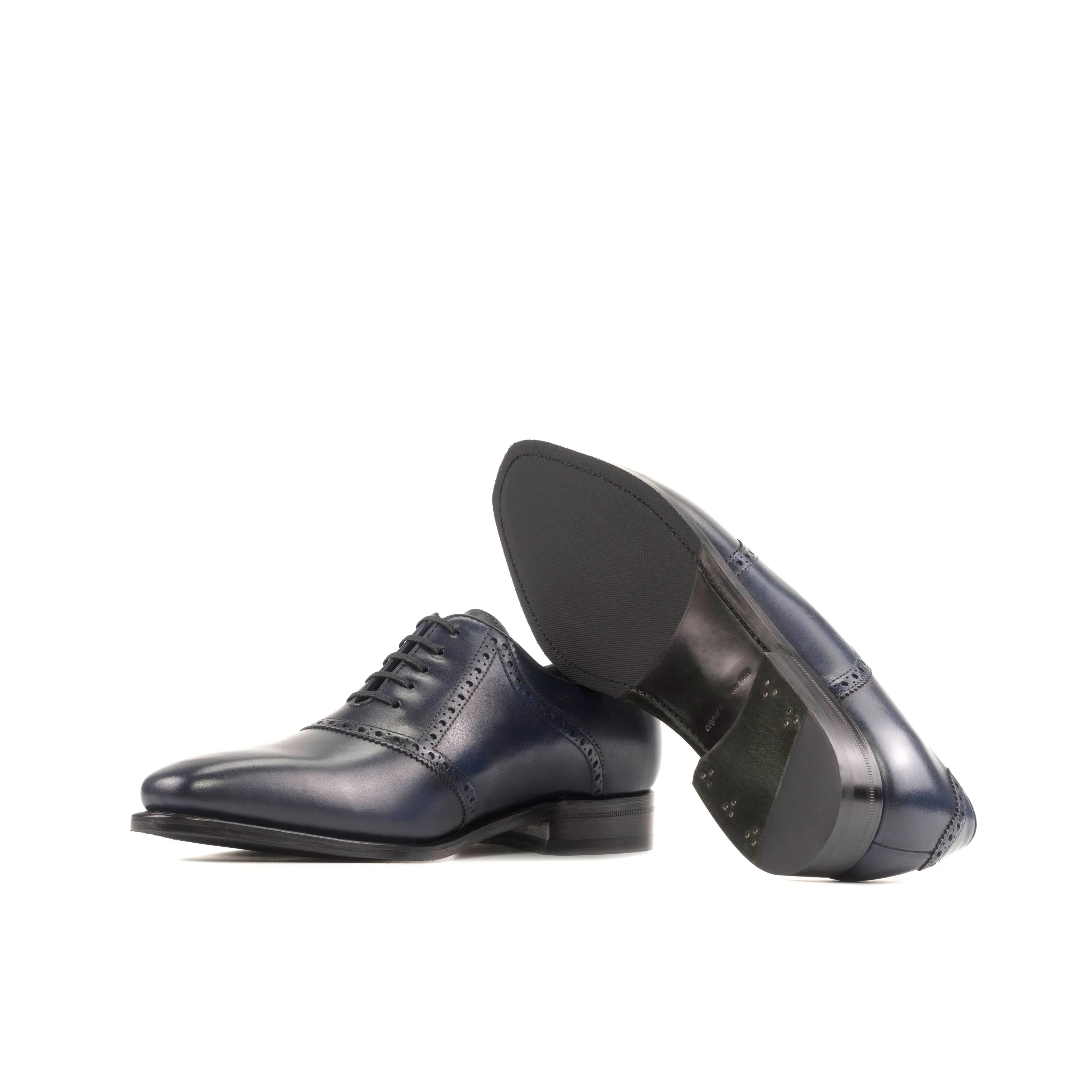 Pair of blue leather Carmine saddle shoes
