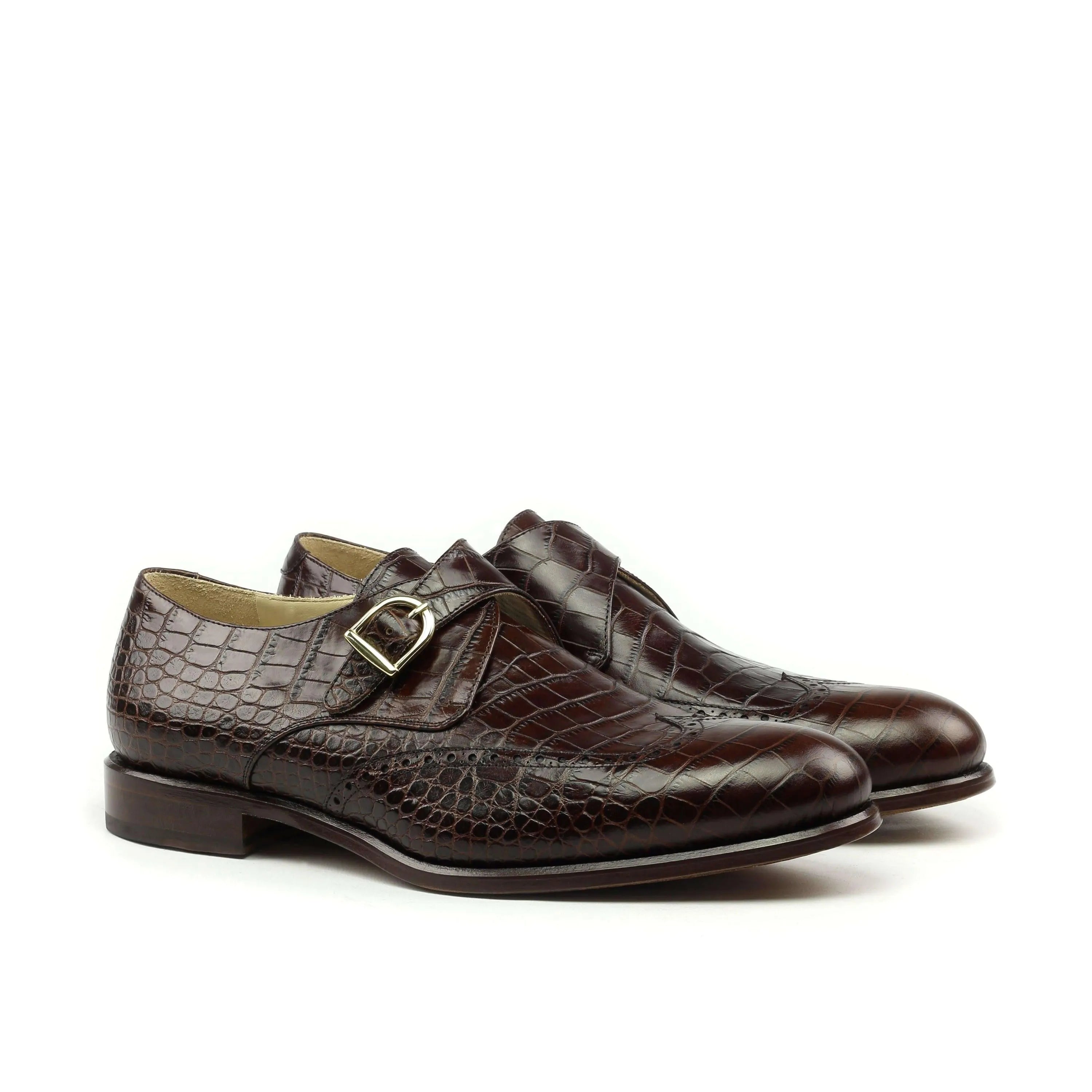 Ceaser single monk II brown crocodile-patterned shoes