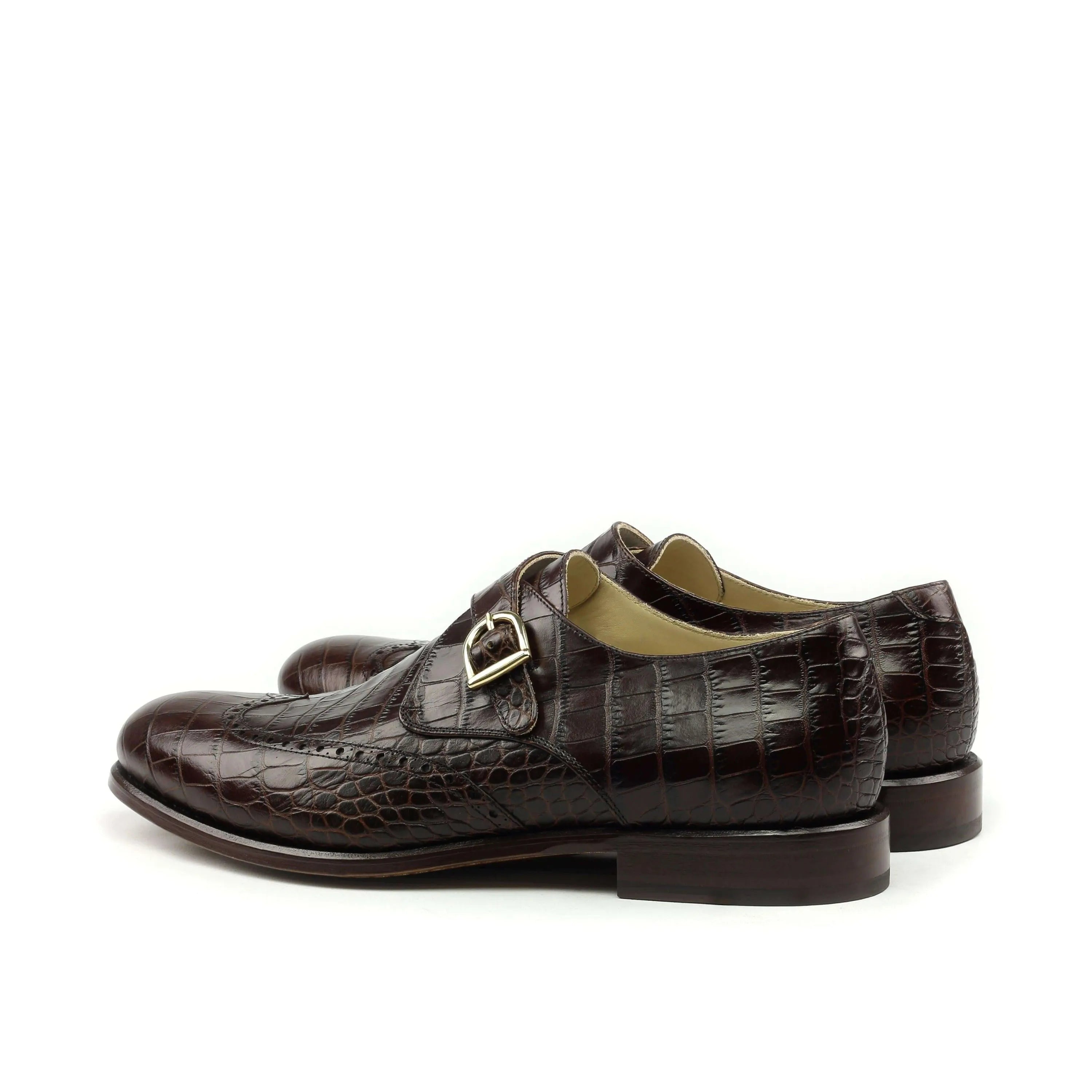 Ceaser single monk II brown crocodile-patterned shoes