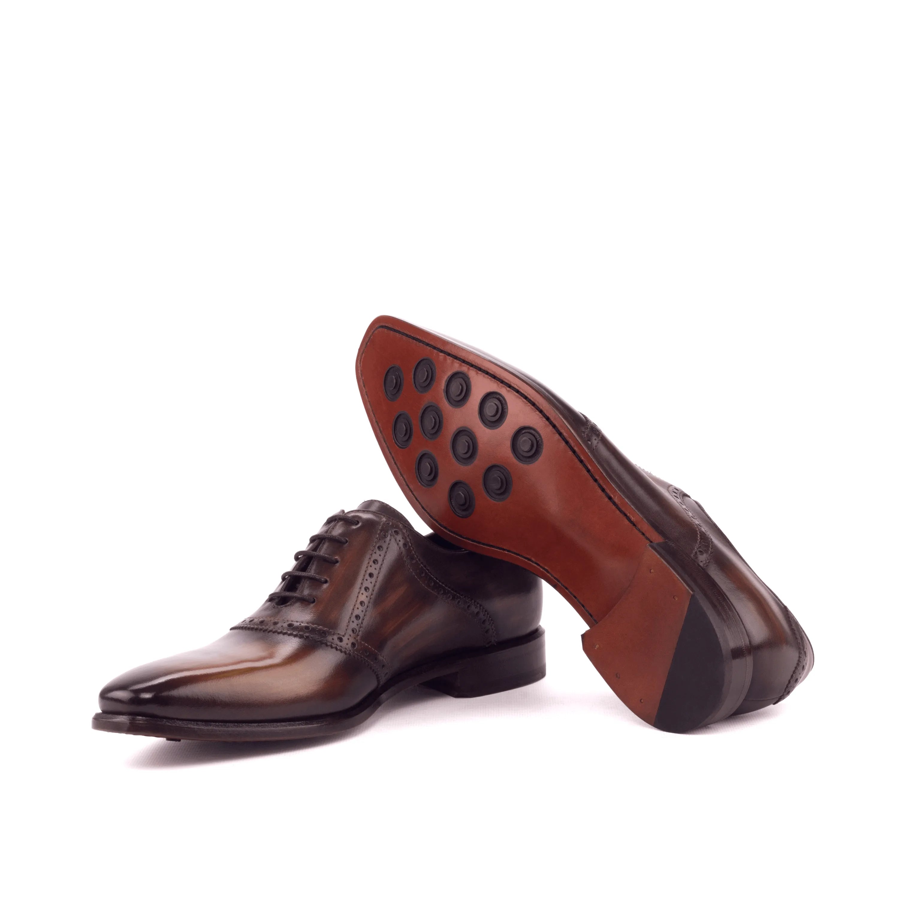 Chhota saddle patina shoes II brown leather dress shoes