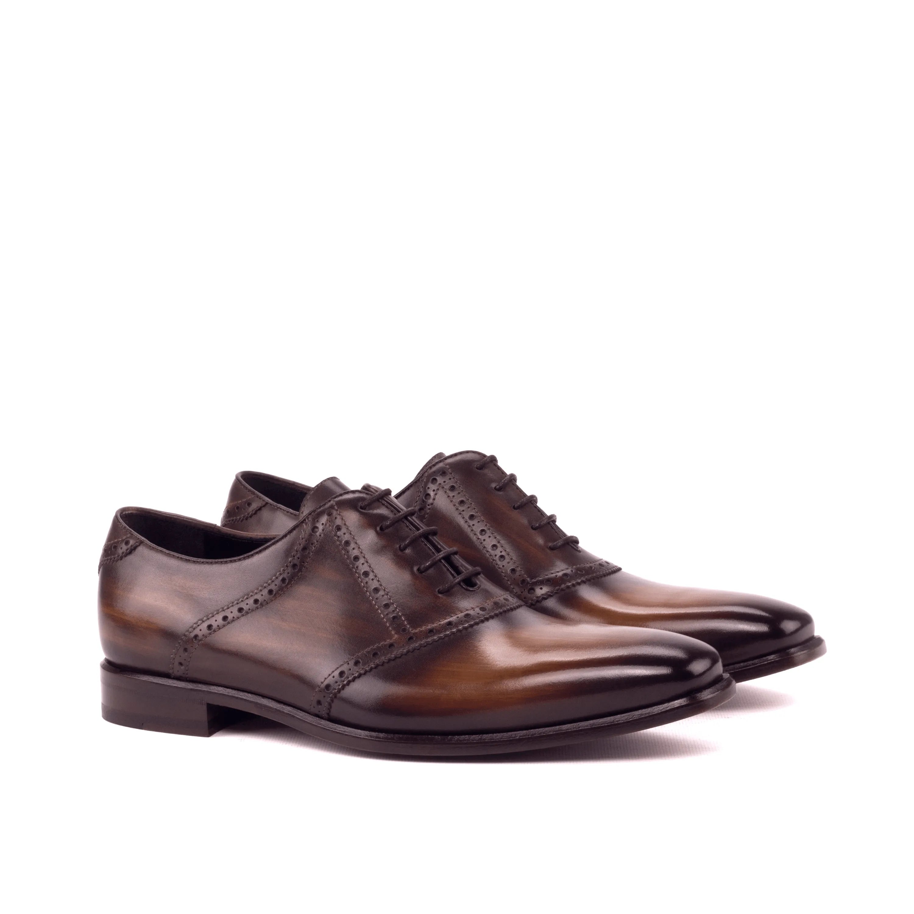 Chhota Saddle Patina shoes II brown leather dress shoes