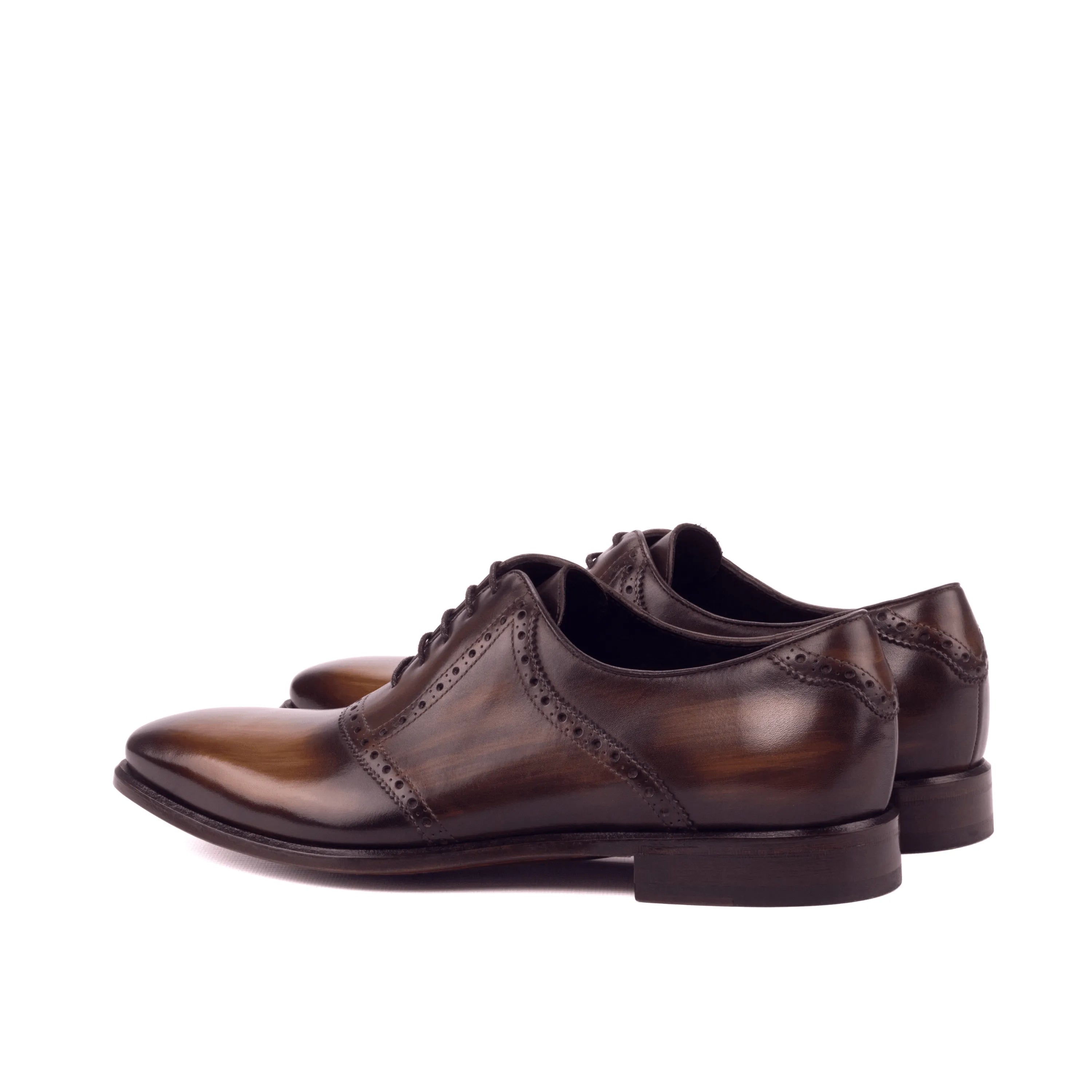 Pair of brown leather Chhota Saddle Patina shoes II