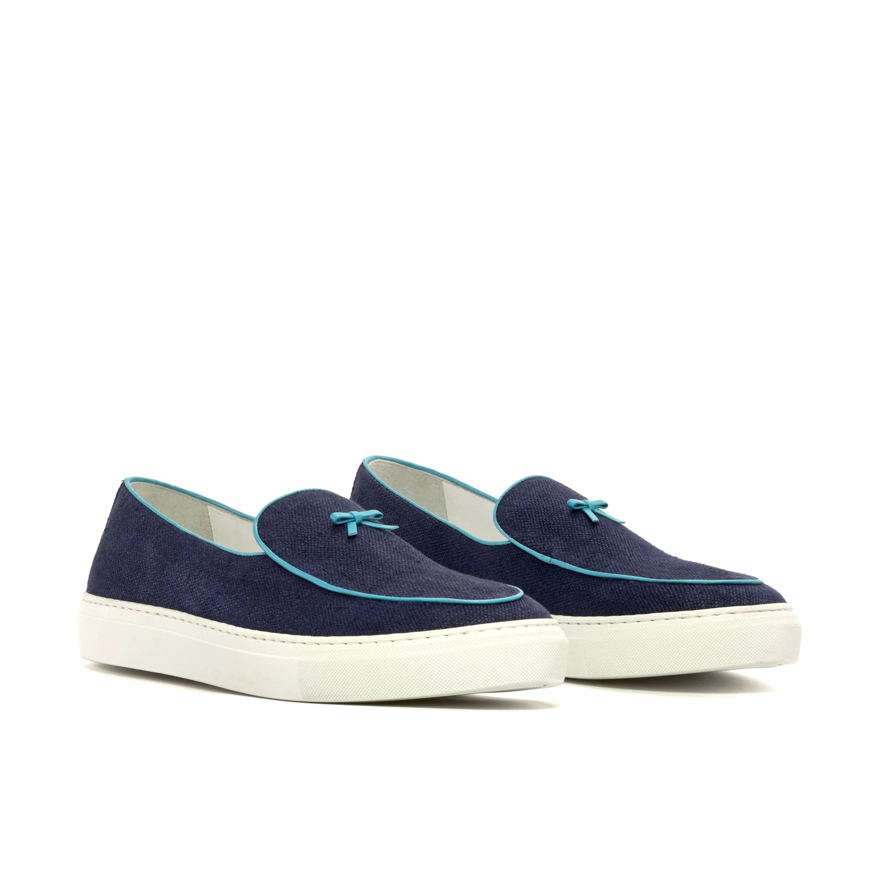 Back view of navy suede Chronos Belgian Sneaker slip-ons