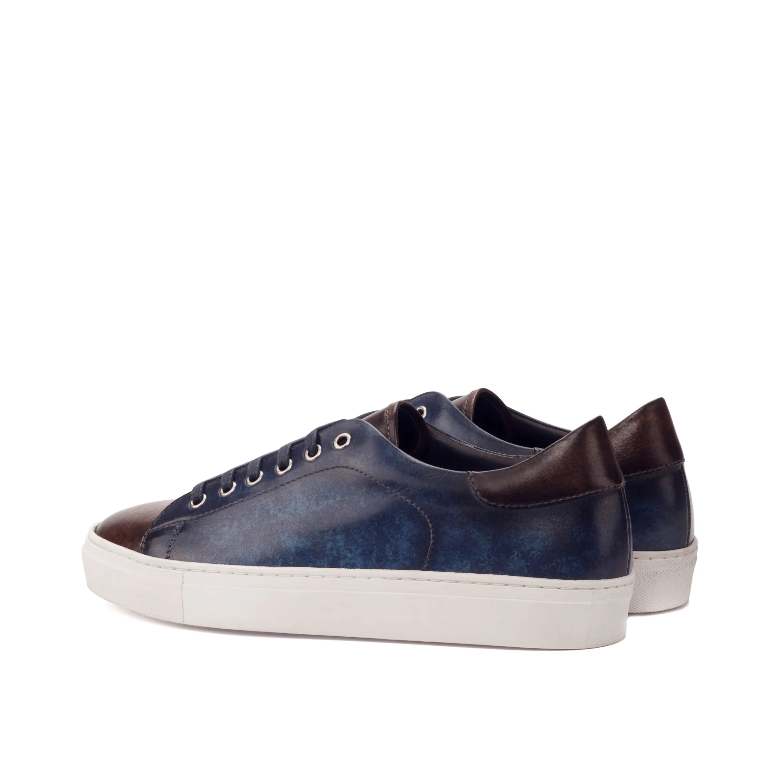 Cyprian trainer patina sneaker in blue and brown leather