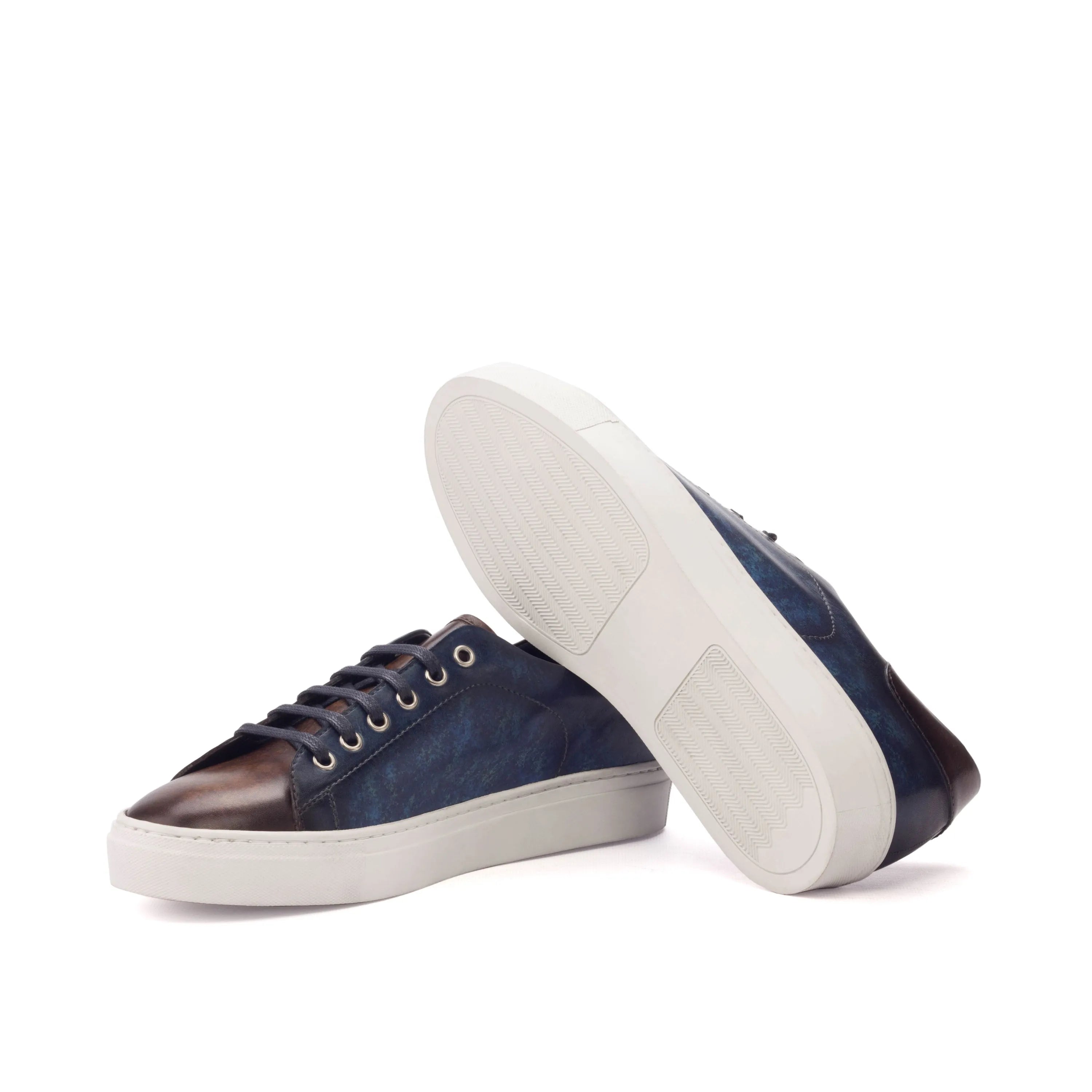 Cyprian trainer patina sneakers II in two-tone leather with crust patina