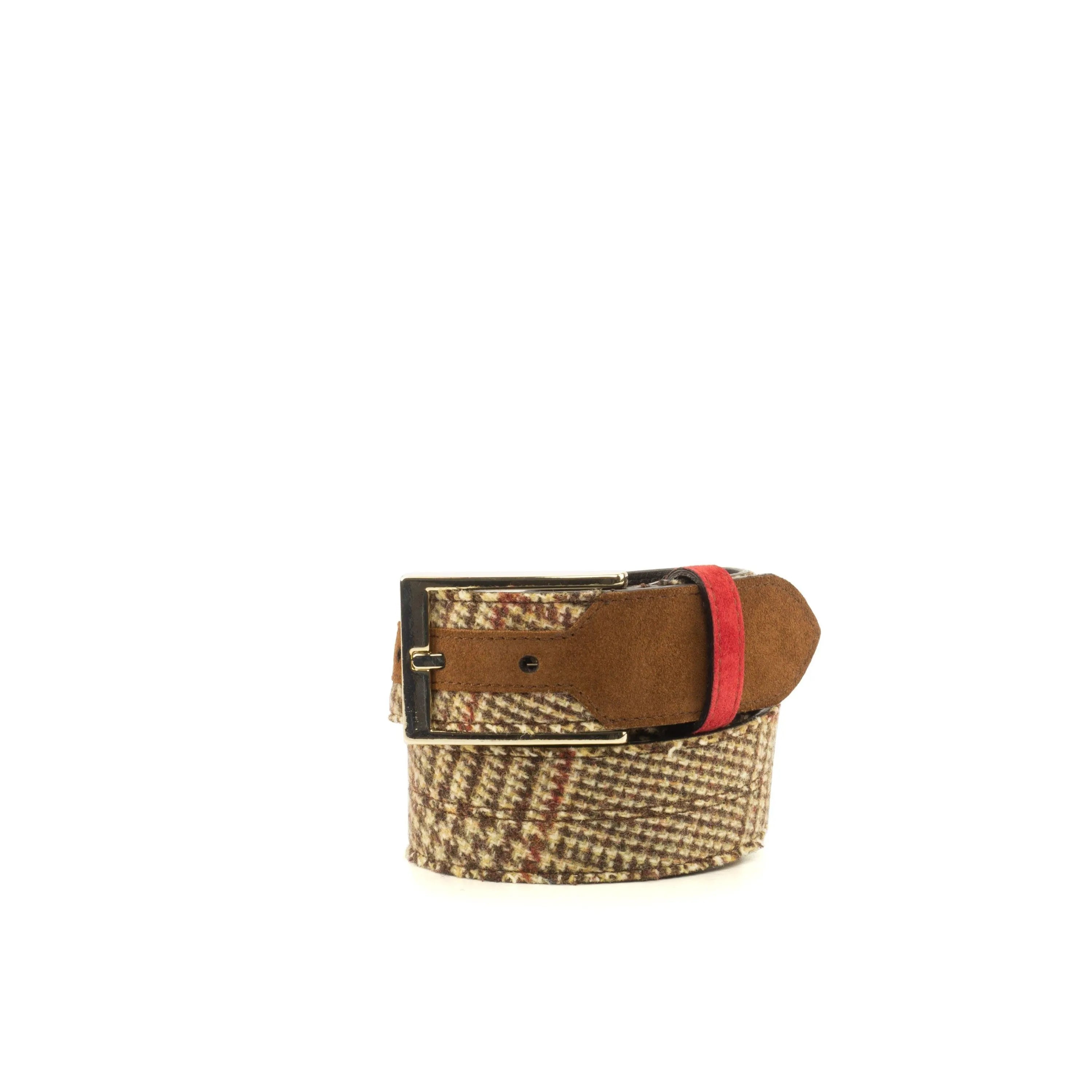 D90 Marseille Belt II tweed belt with leather accents