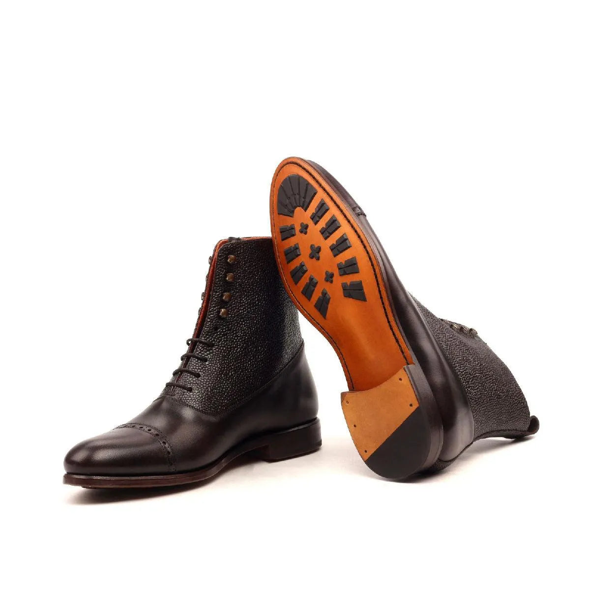 Dark brown Dan Balmoral Boots II leather lace-up back view