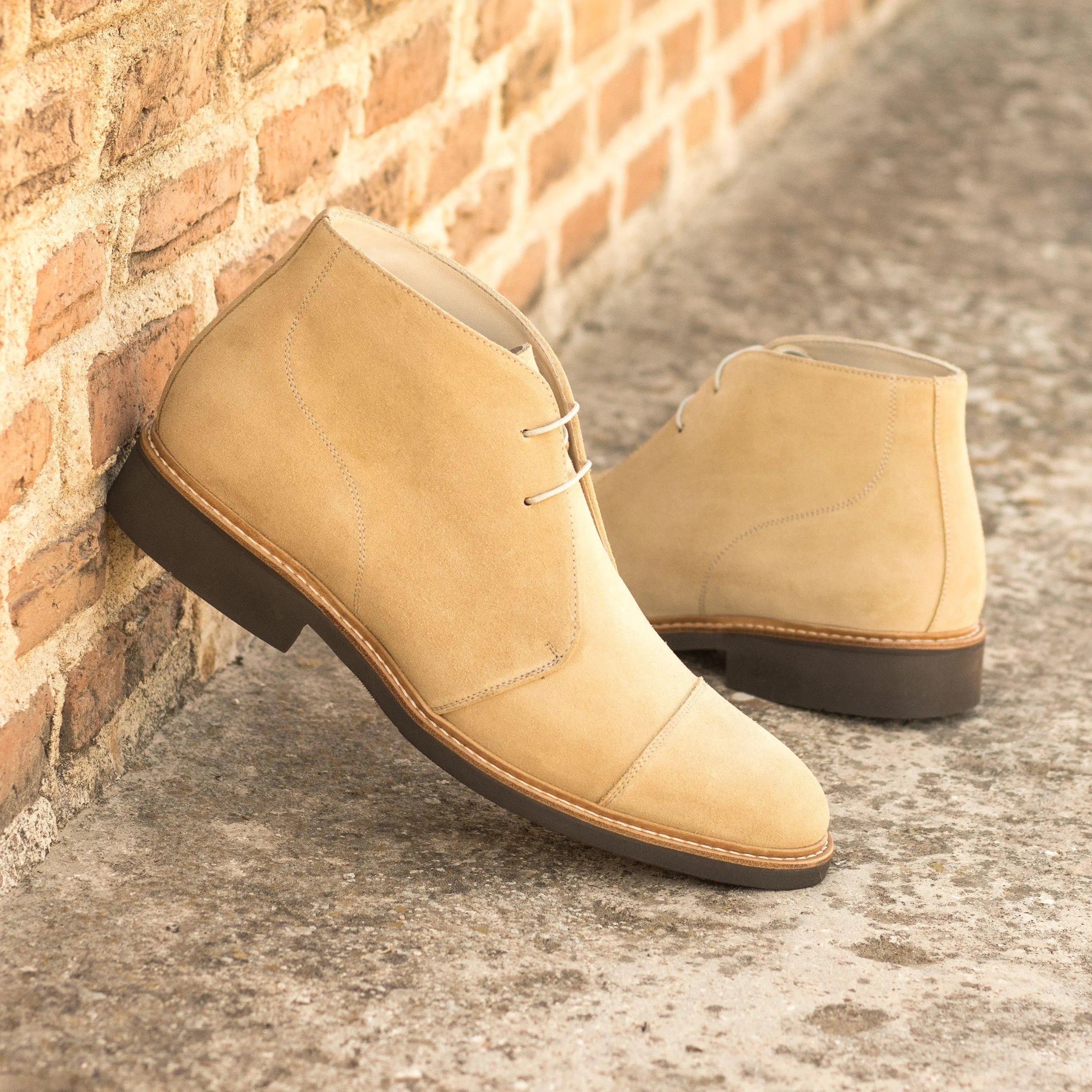 Tan suede Dandy Chukka Boots back view