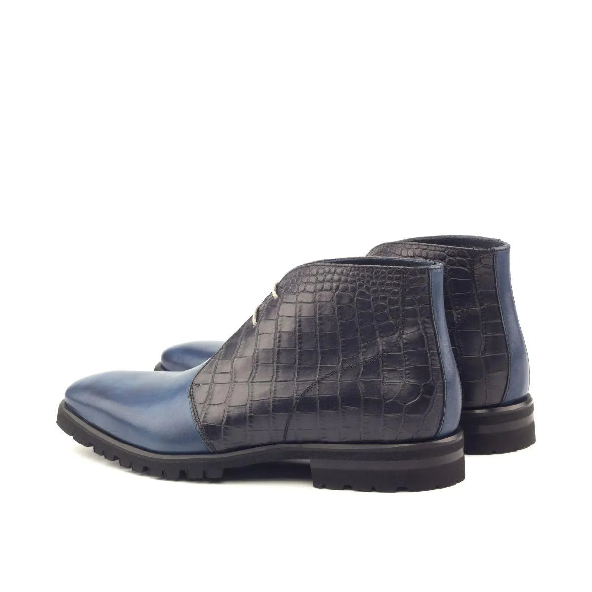 David Monti Chukkas II blue and black leather boots