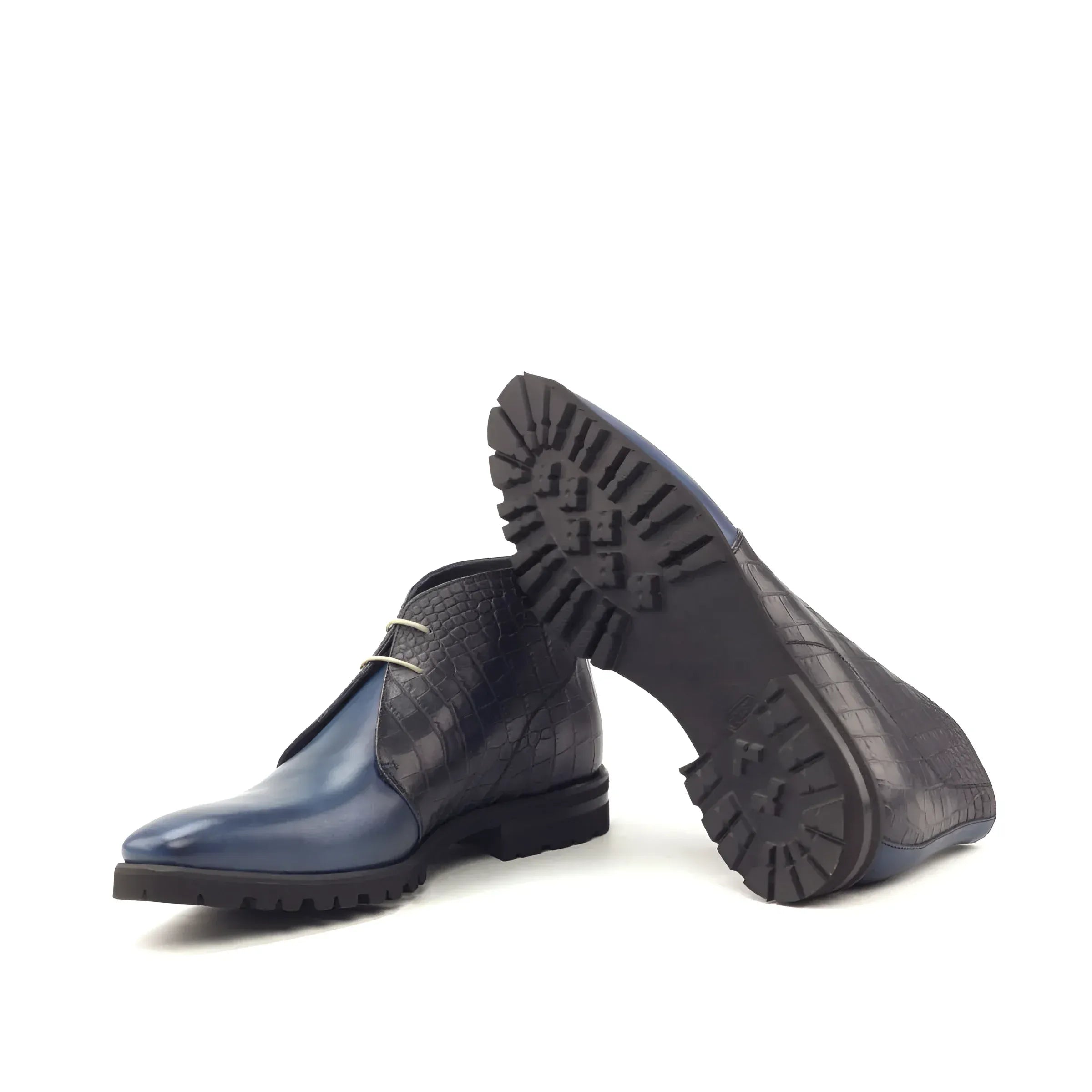 David Monti Chukkas blue leather mens boots