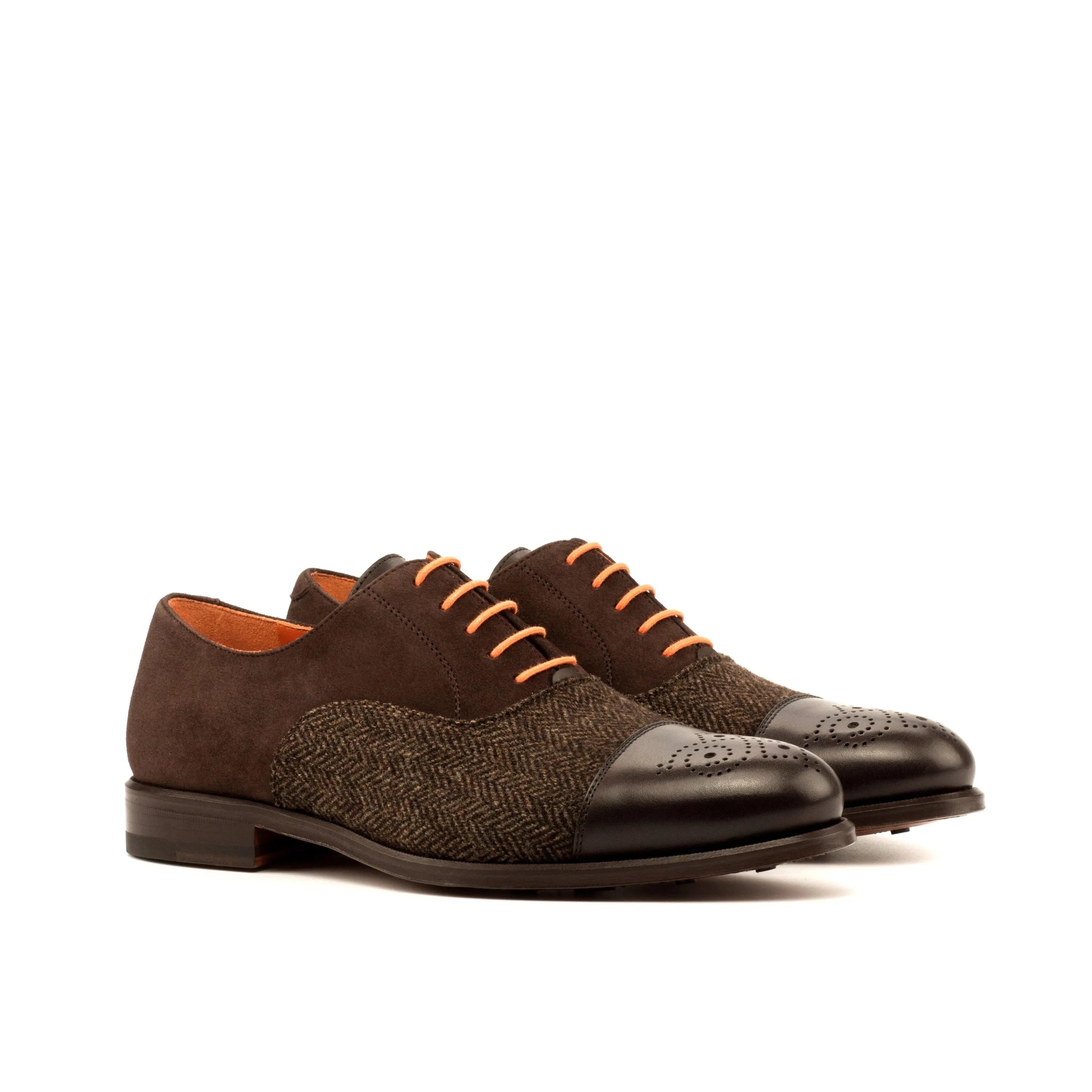 Davids Oxford Shoes II in brown leather and tweed