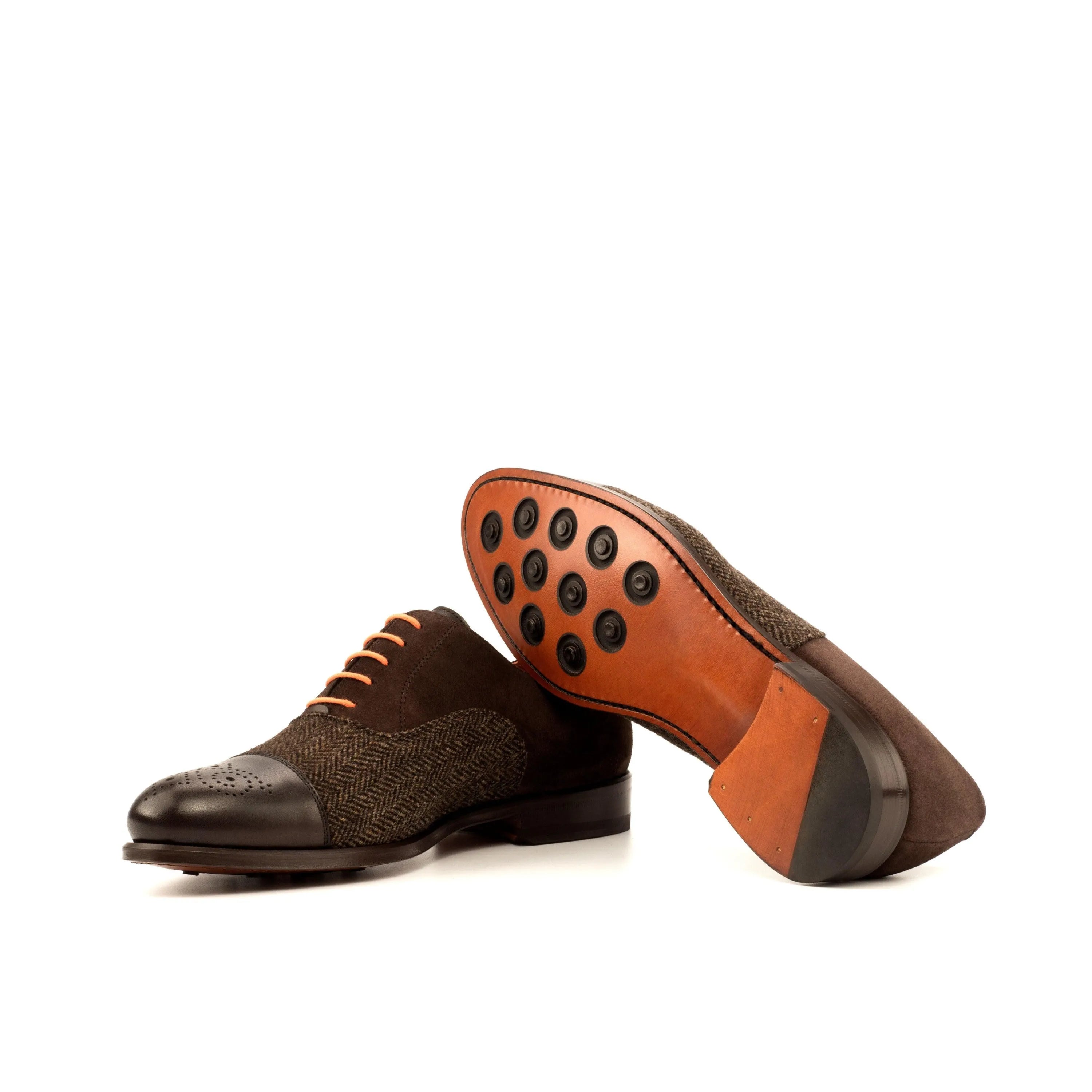 Davids Oxford Shoes II in brown leather and tweed