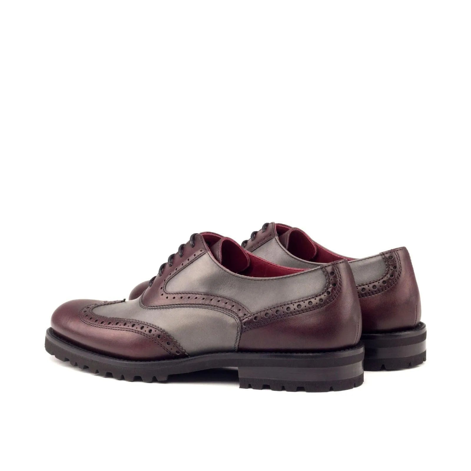 Delila ladies painted calf two-tone leather brogue shoes back view