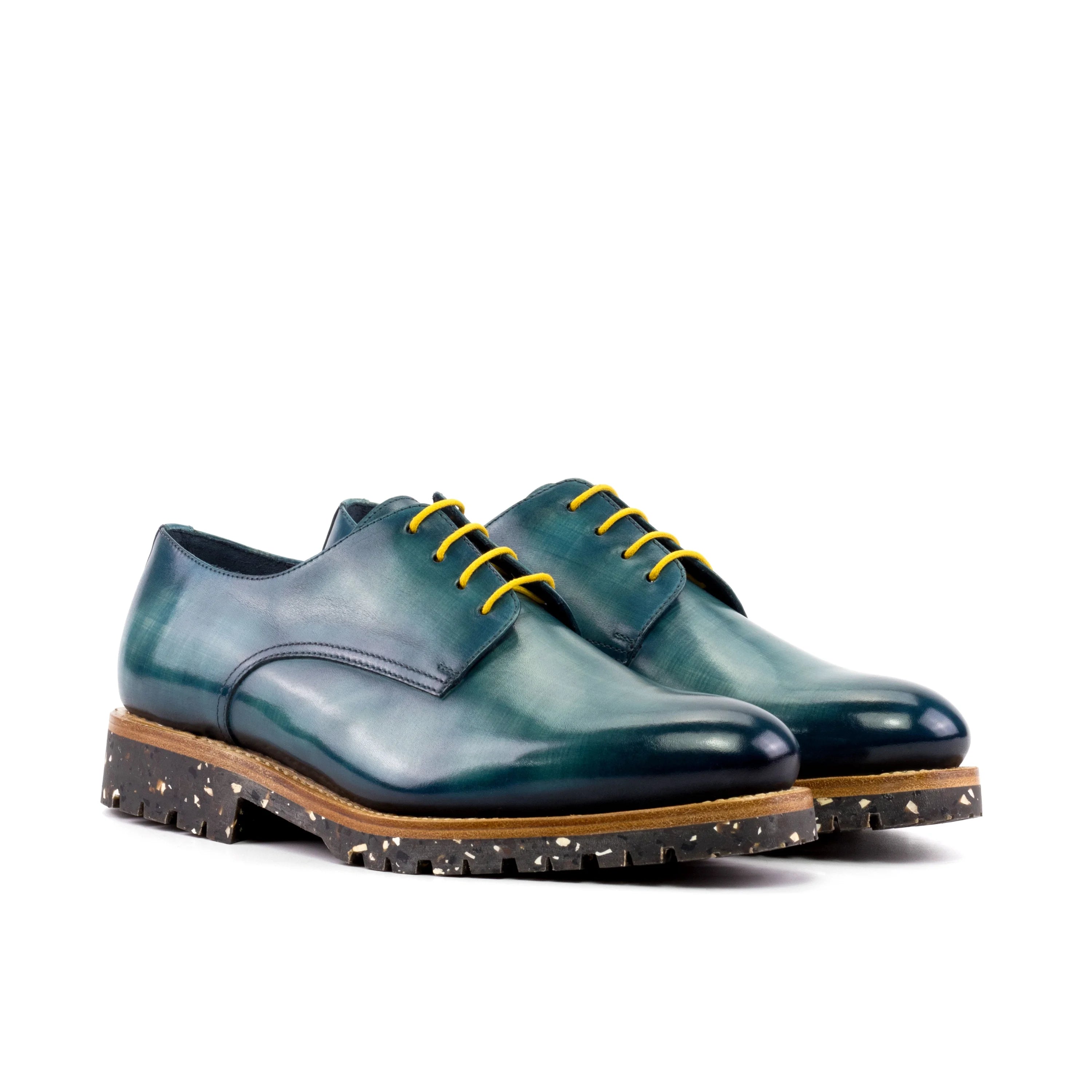 Bristol patina derby Destination Patina Derby II in green calf leather with yellow laces