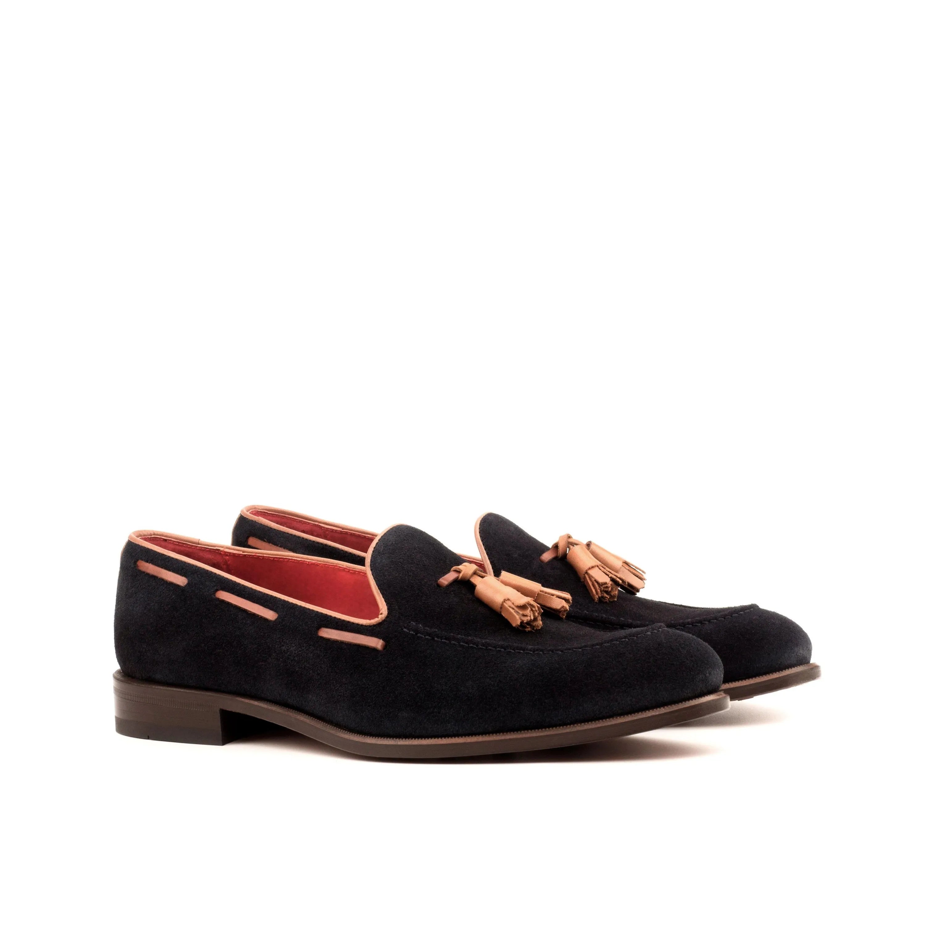 Dimilio loafers II black suede tassel loafers rounded toe luxury bespoke shoes for men