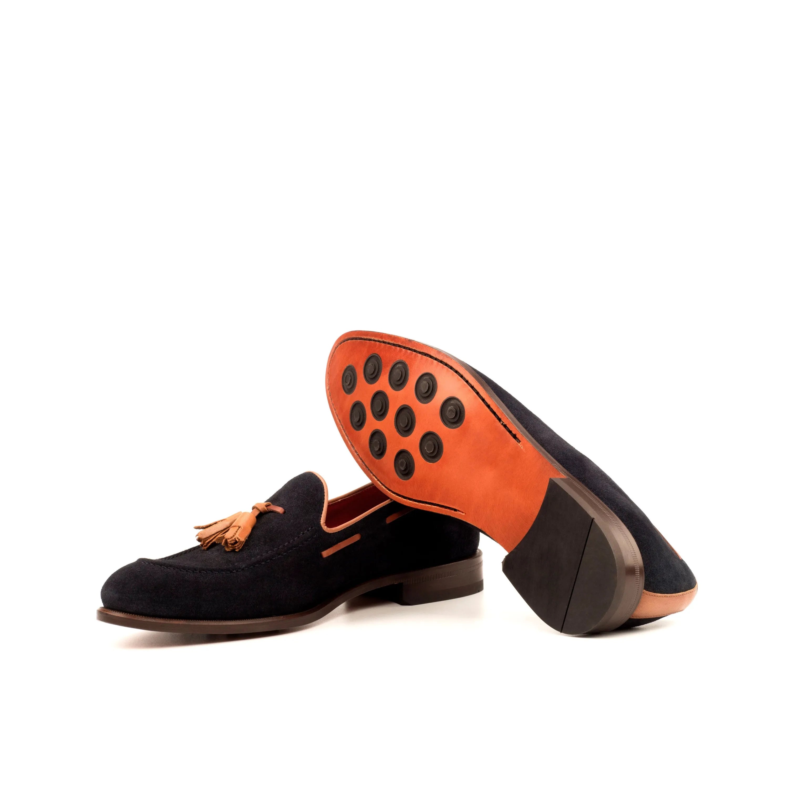 Dimilio loafers: black suede tassel luxury bespoke shoes for men