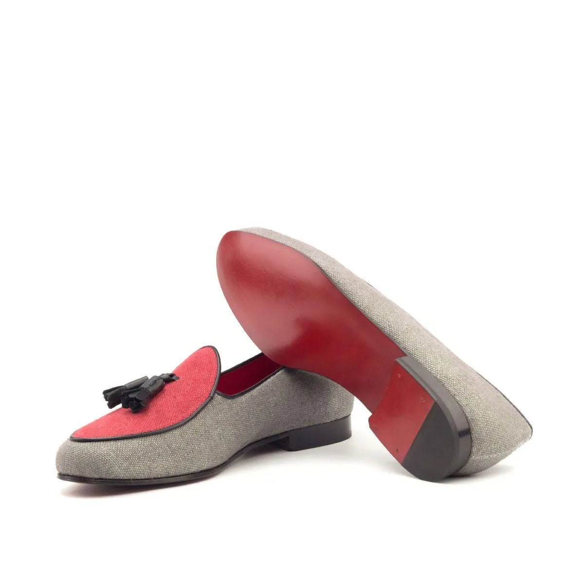 Dirko Belgian Slipper gray and red tassel loafers