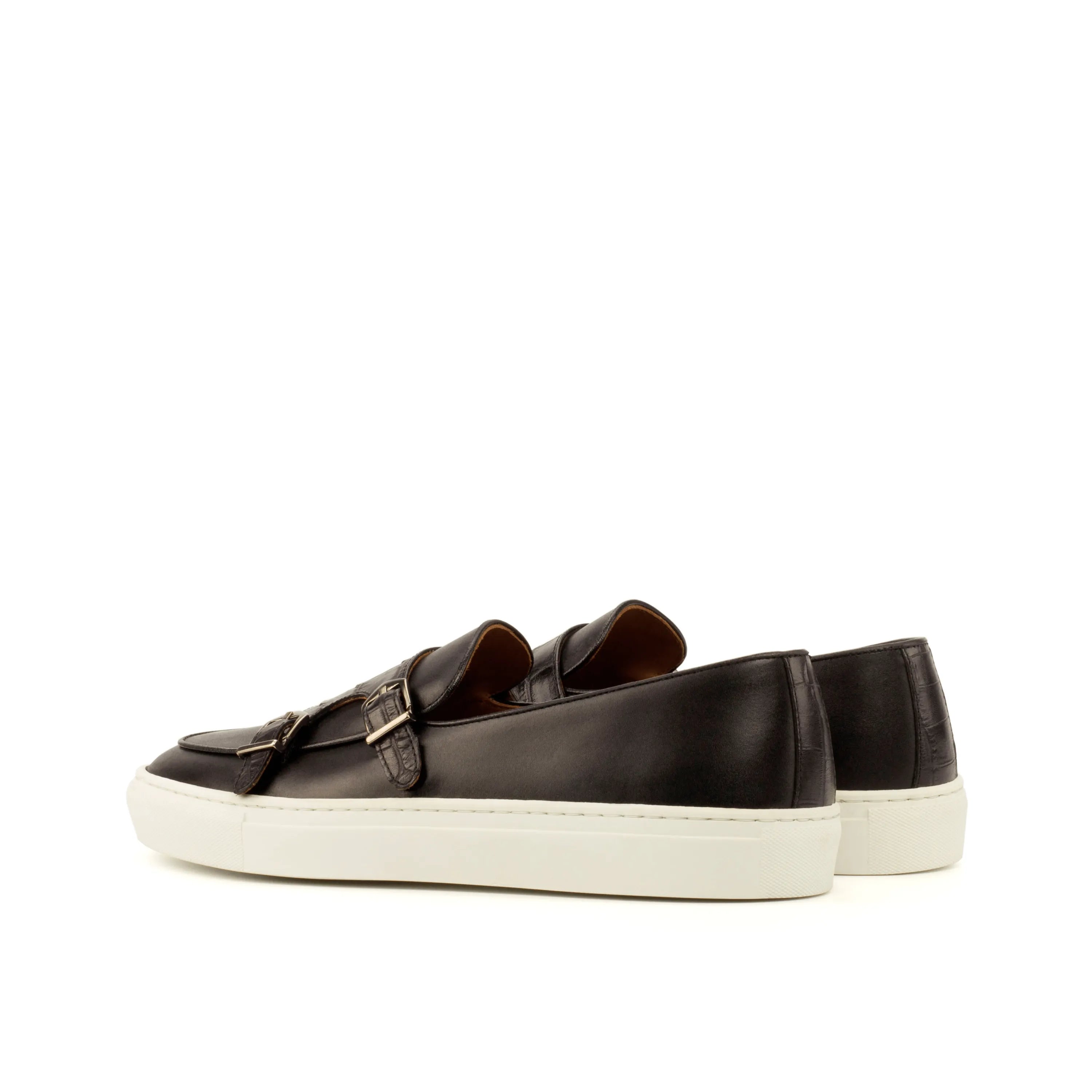 Black Don Monk Sneaker with leather monk straps