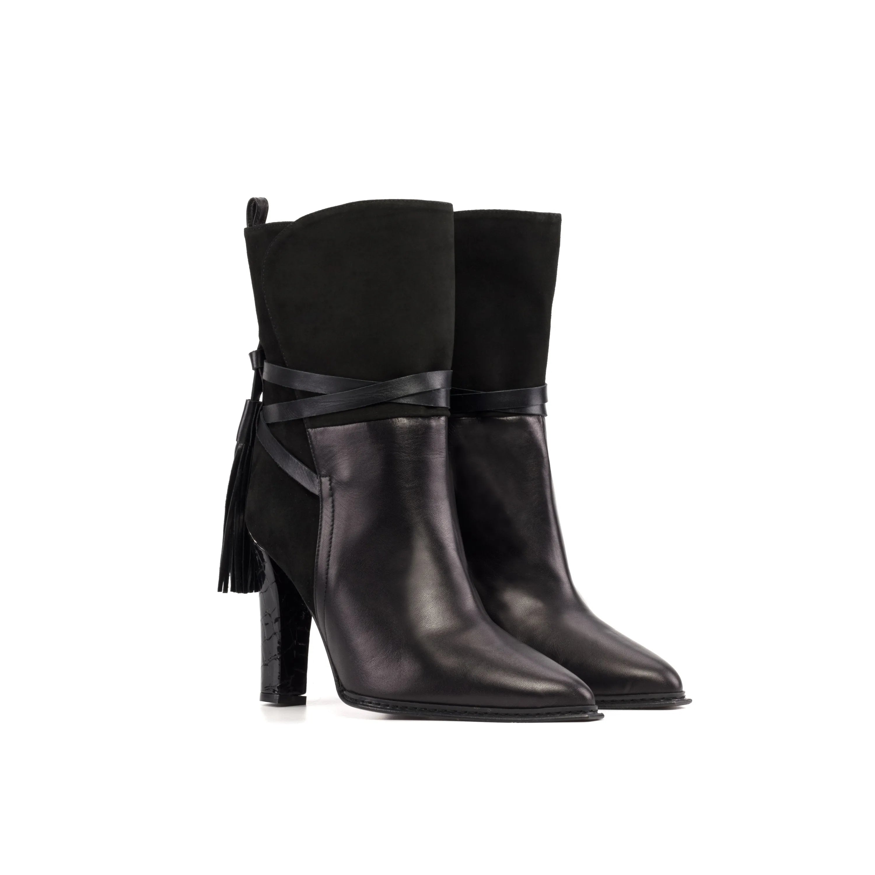 Donna Lyon high heel booties II in black leather with heels