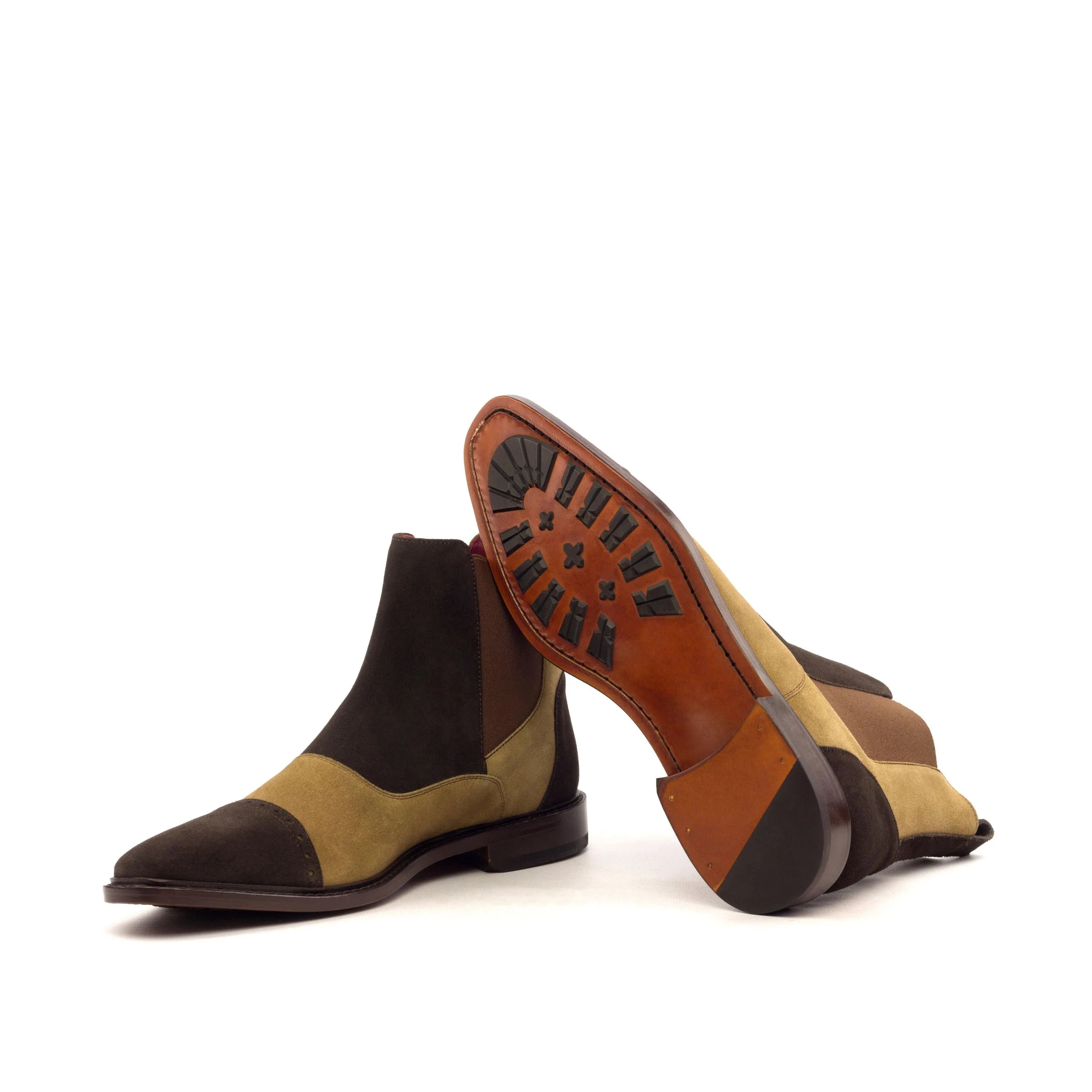 Emperor Chelsea suede boot with two-toned leather back view