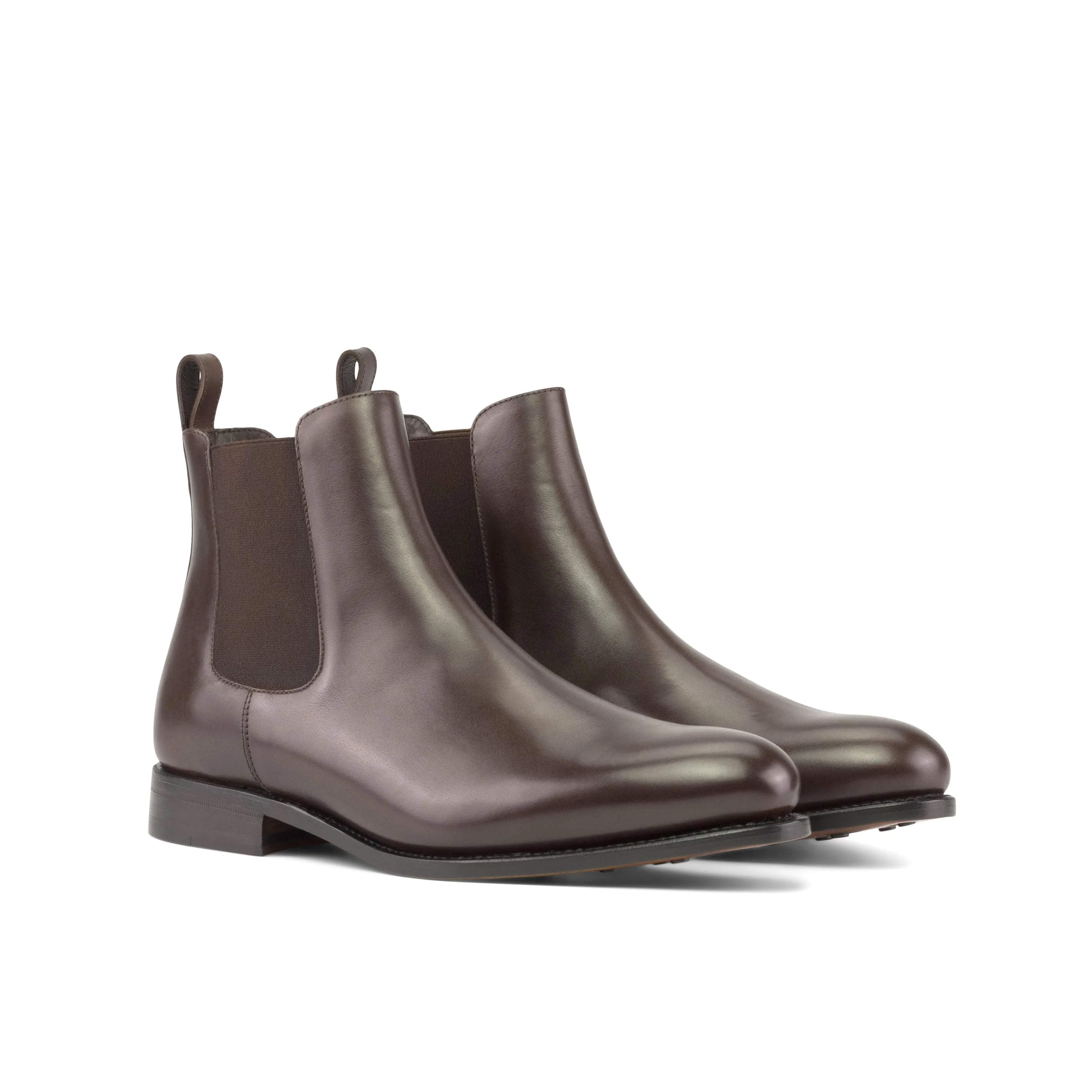 Pair of brown leather Ettore Chelsea Boots back view