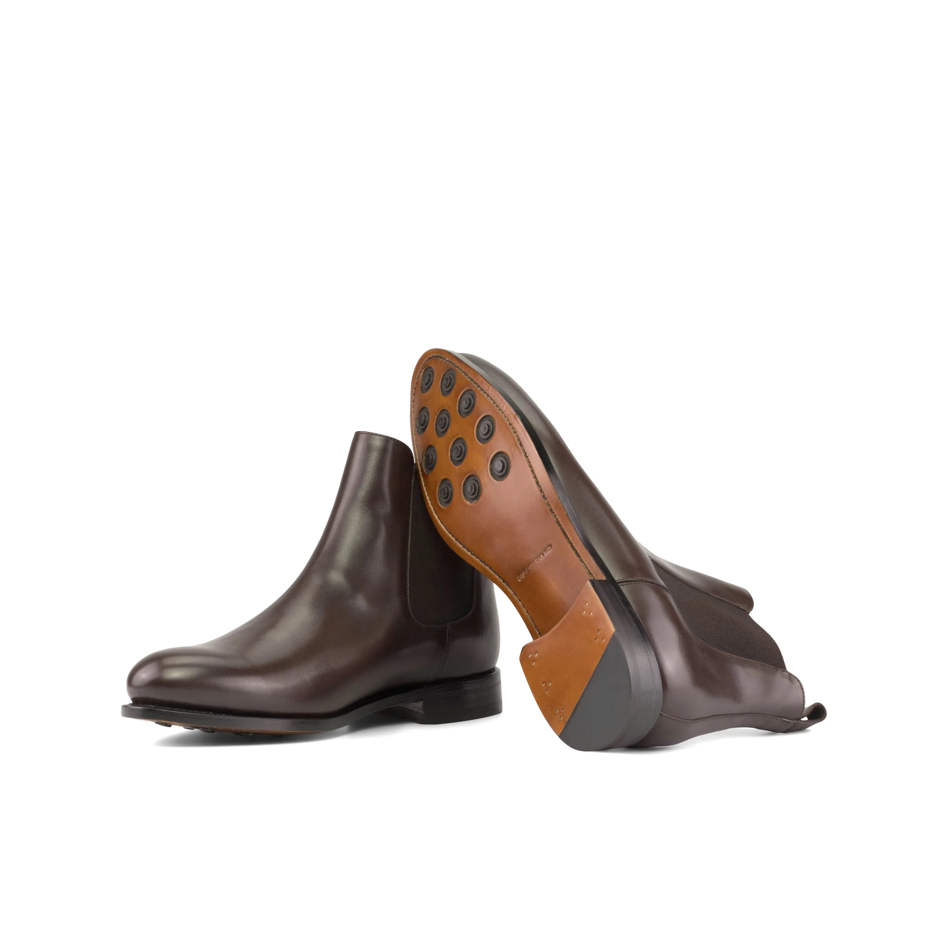 Pair of brown leather Ettore Chelsea Boots back view