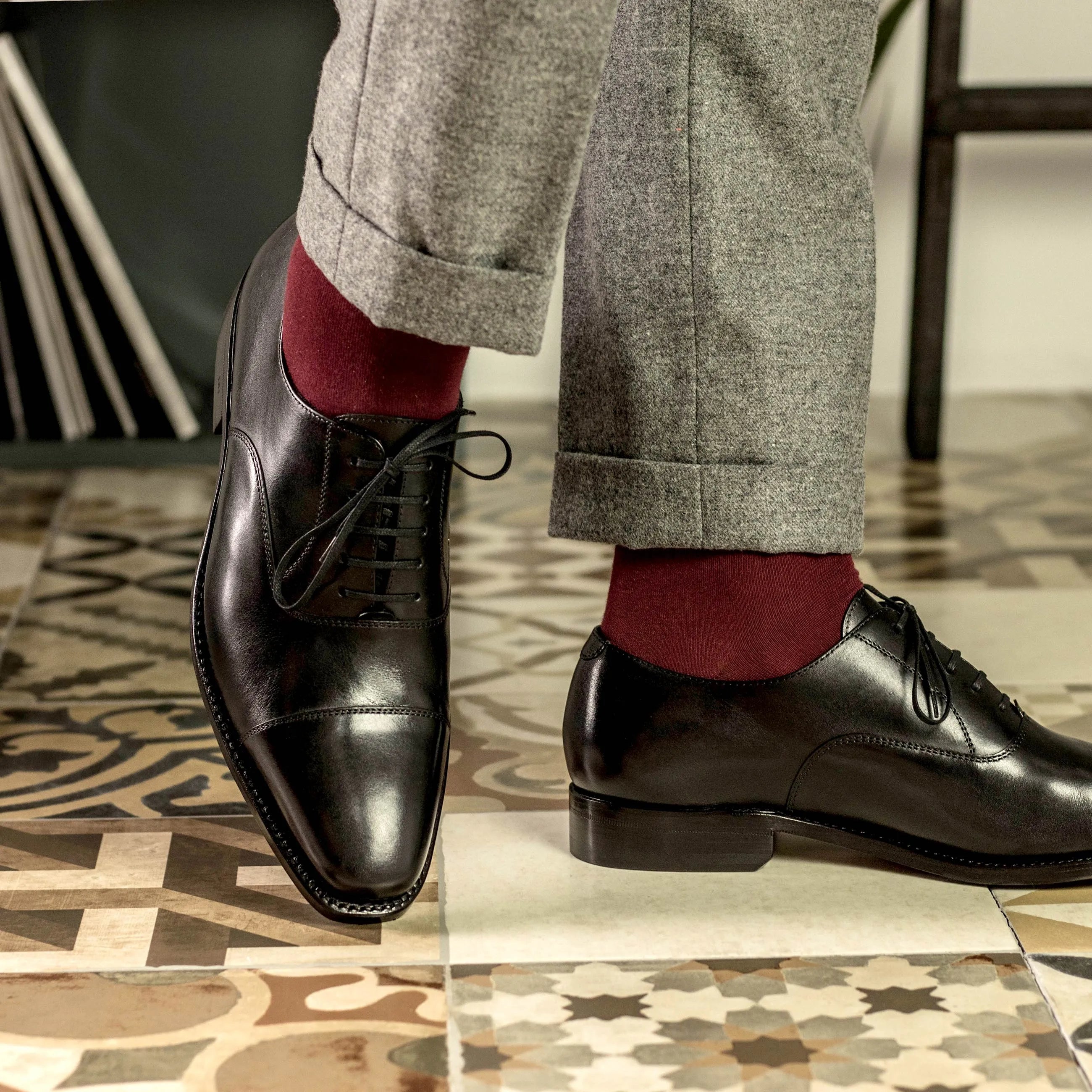Black Farell Oxford shoes in fast lane black leather