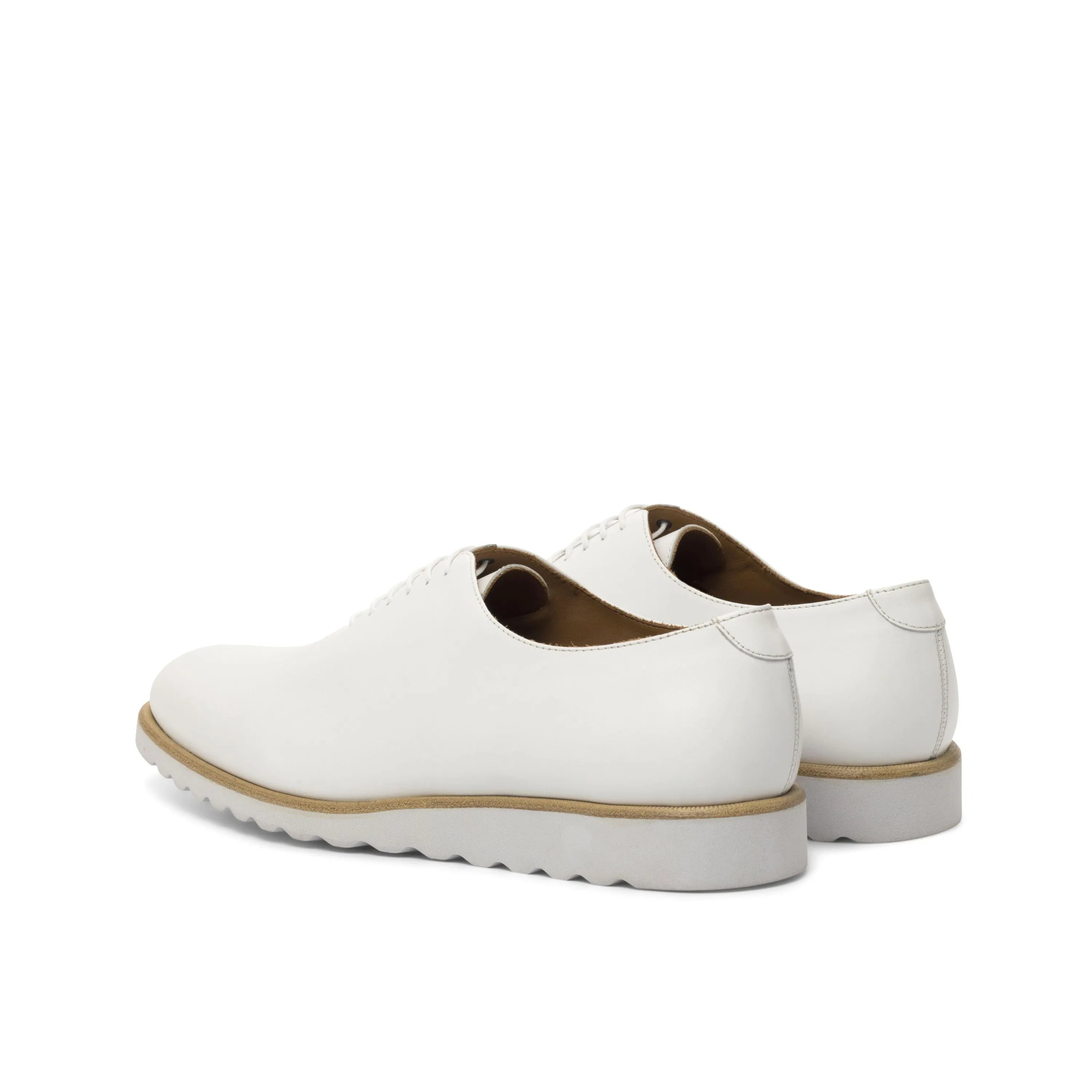 Fazo Wholecut pair of white leather luxury bespoke shoes for men