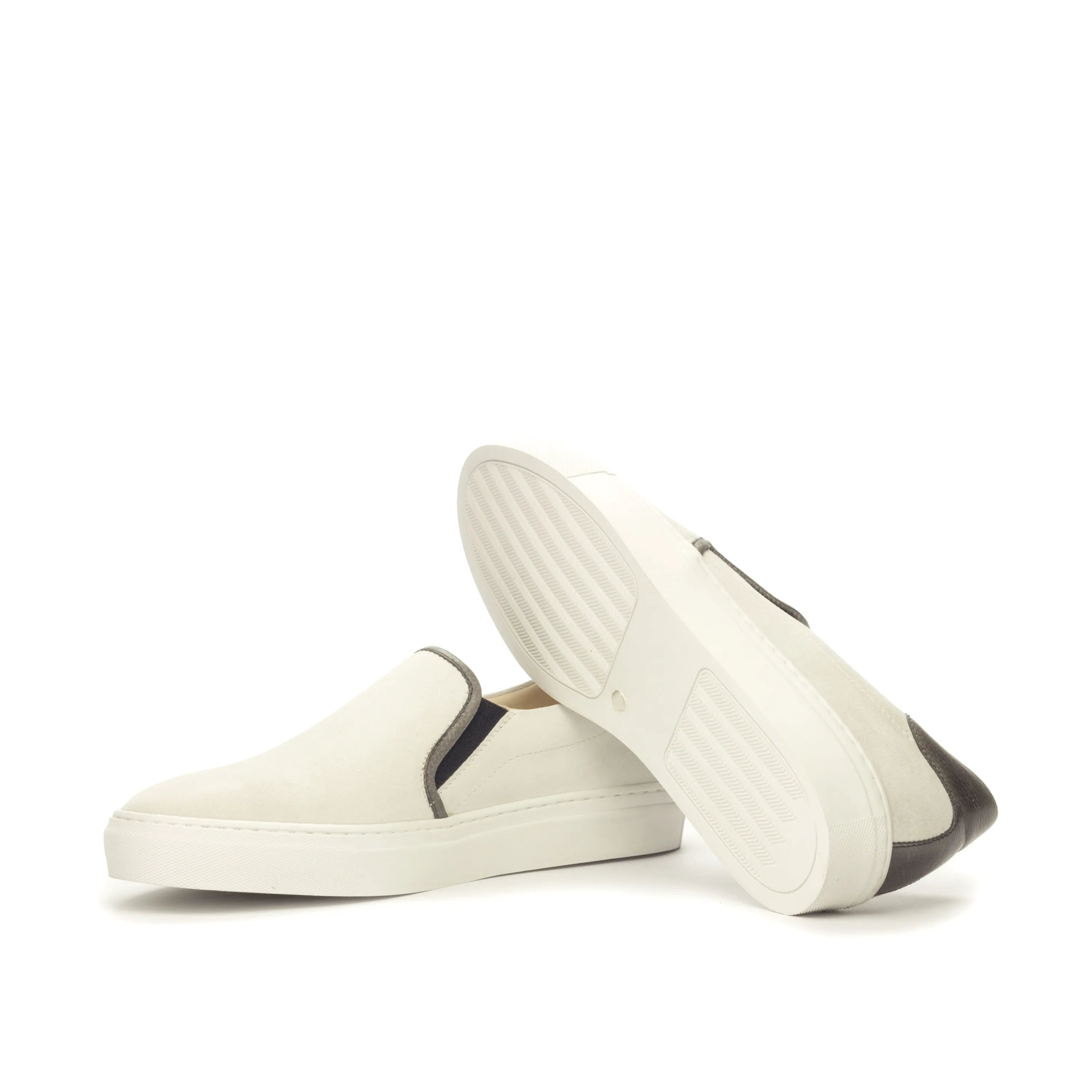 White Fernan slip-on trainer sneakers, luxury bespoke shoes for men