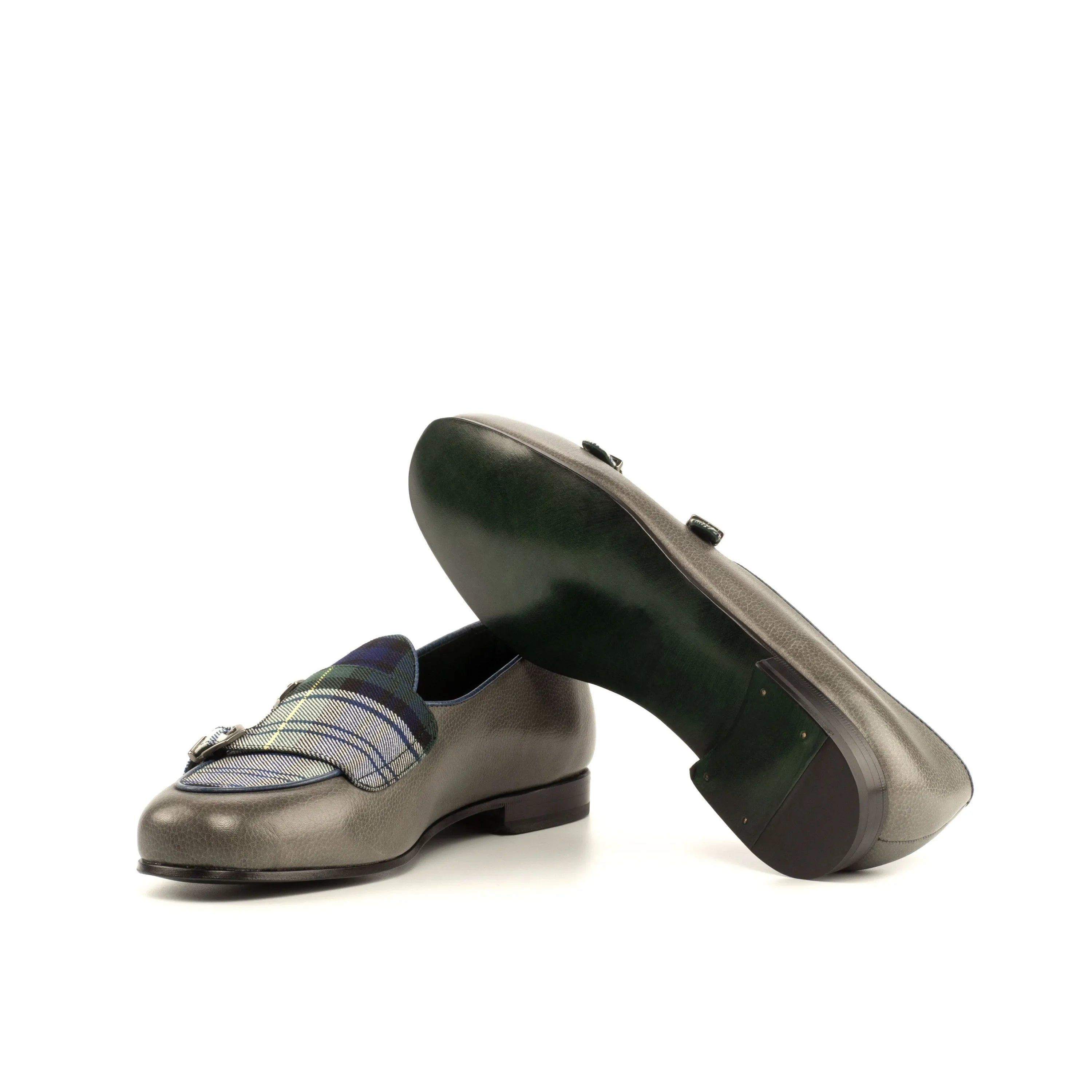 Gray leather Forest Monk Slipper monk strap shoes