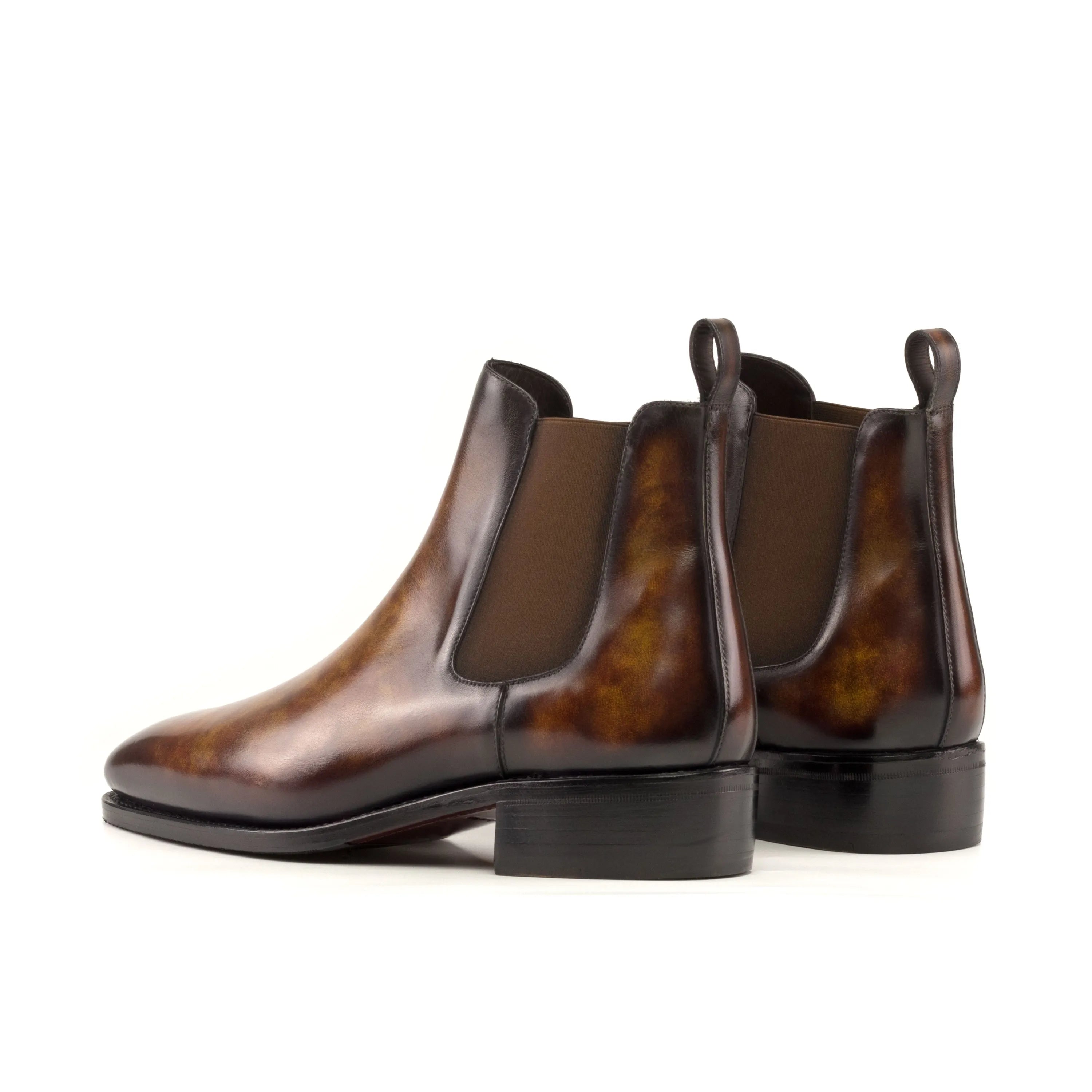 Francesco Patina Chelsea boots in brown leather