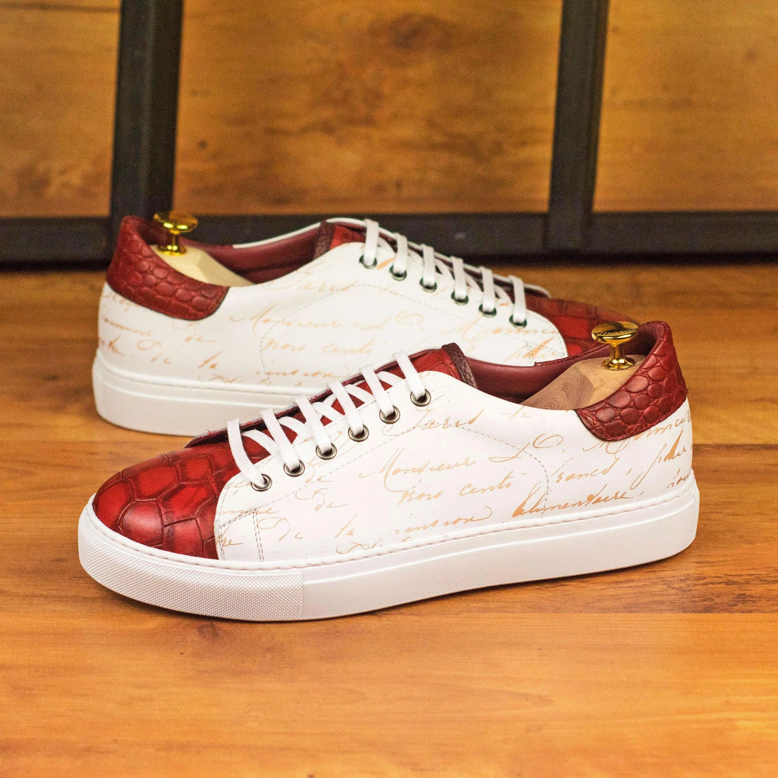 Pair of white G59 Trainer Sneaker II with red accents