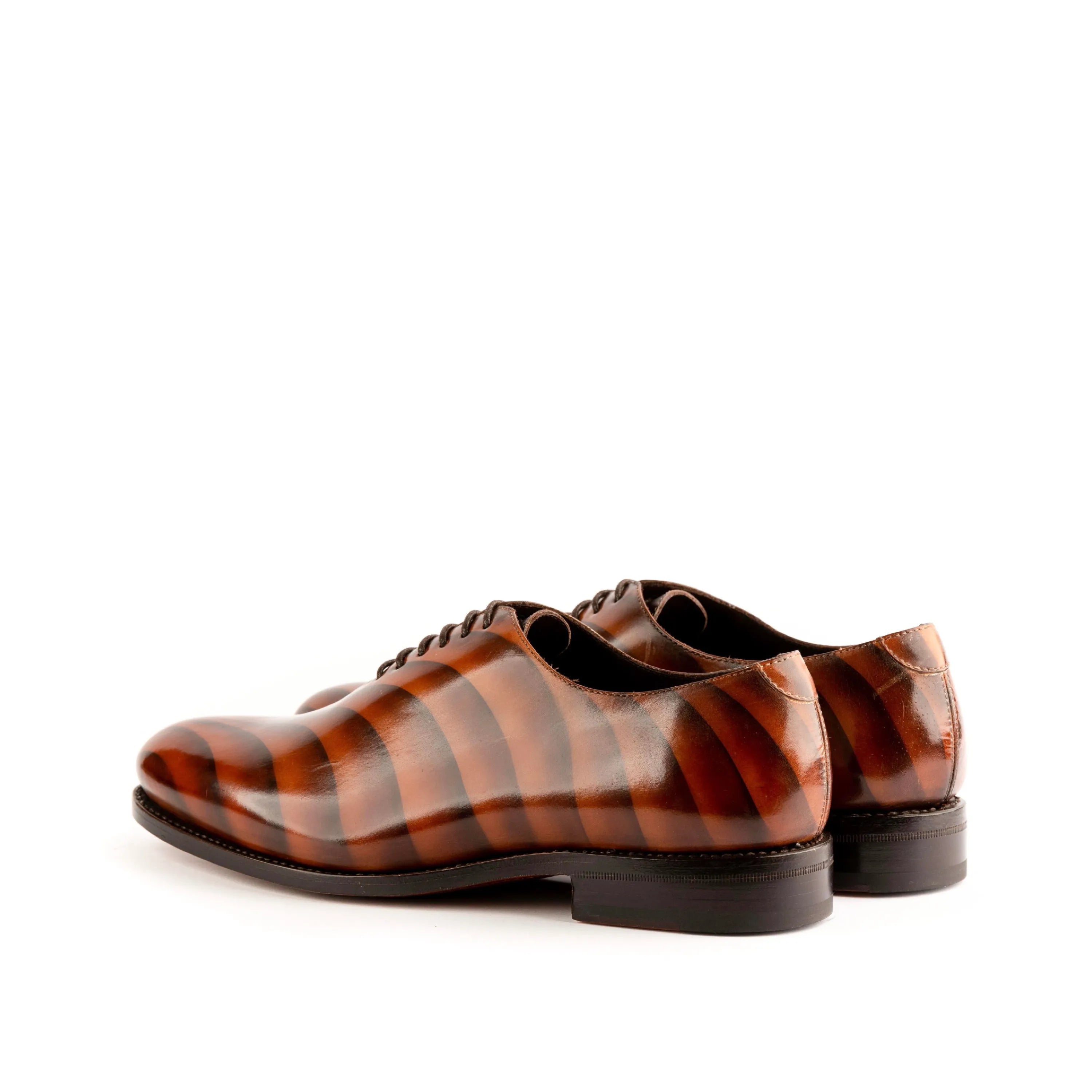 Galvarino patina wholecut striped brown leather dress shoes