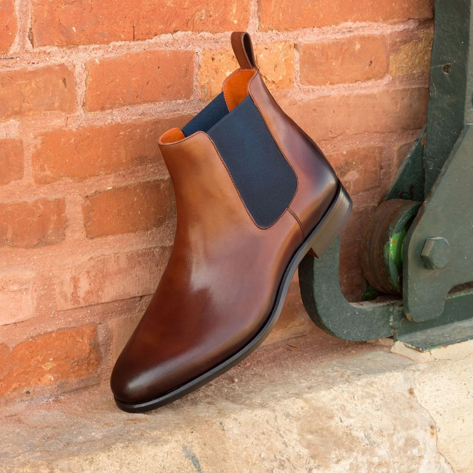 Gandi Chelsea suede boot, brown leather Chelsea boot back view