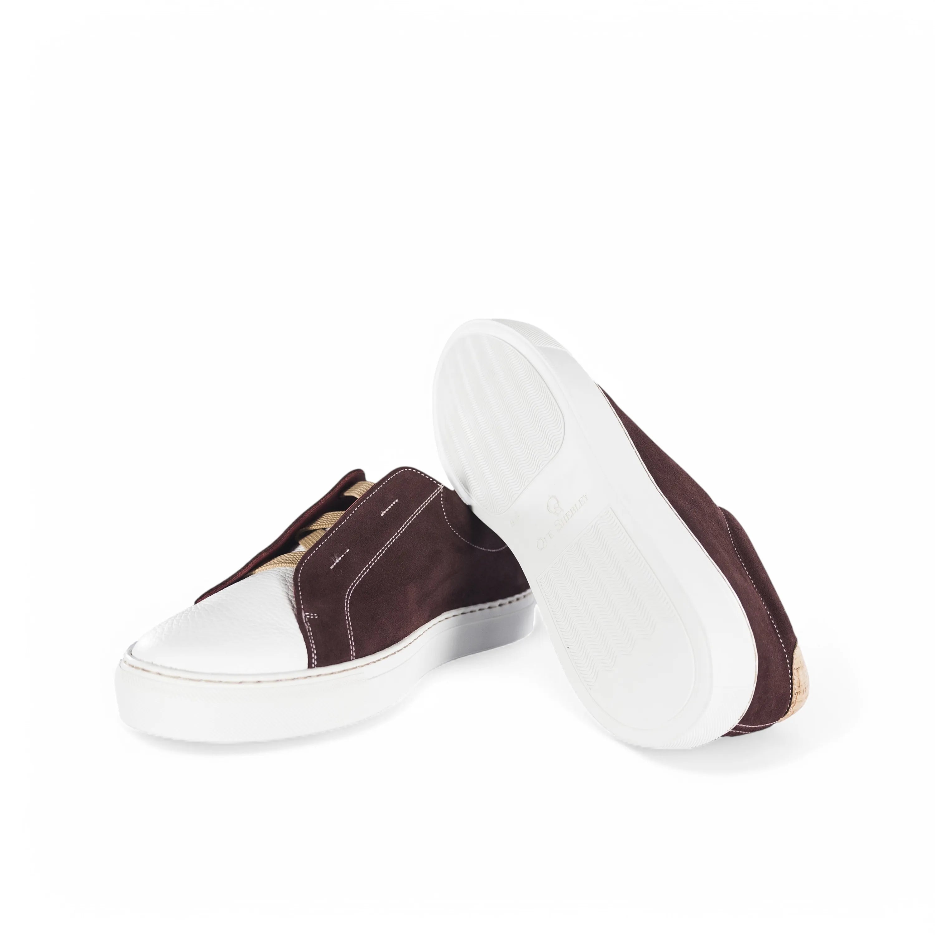 Gavin laceless sneaker II in burgundy and white slip-on style
