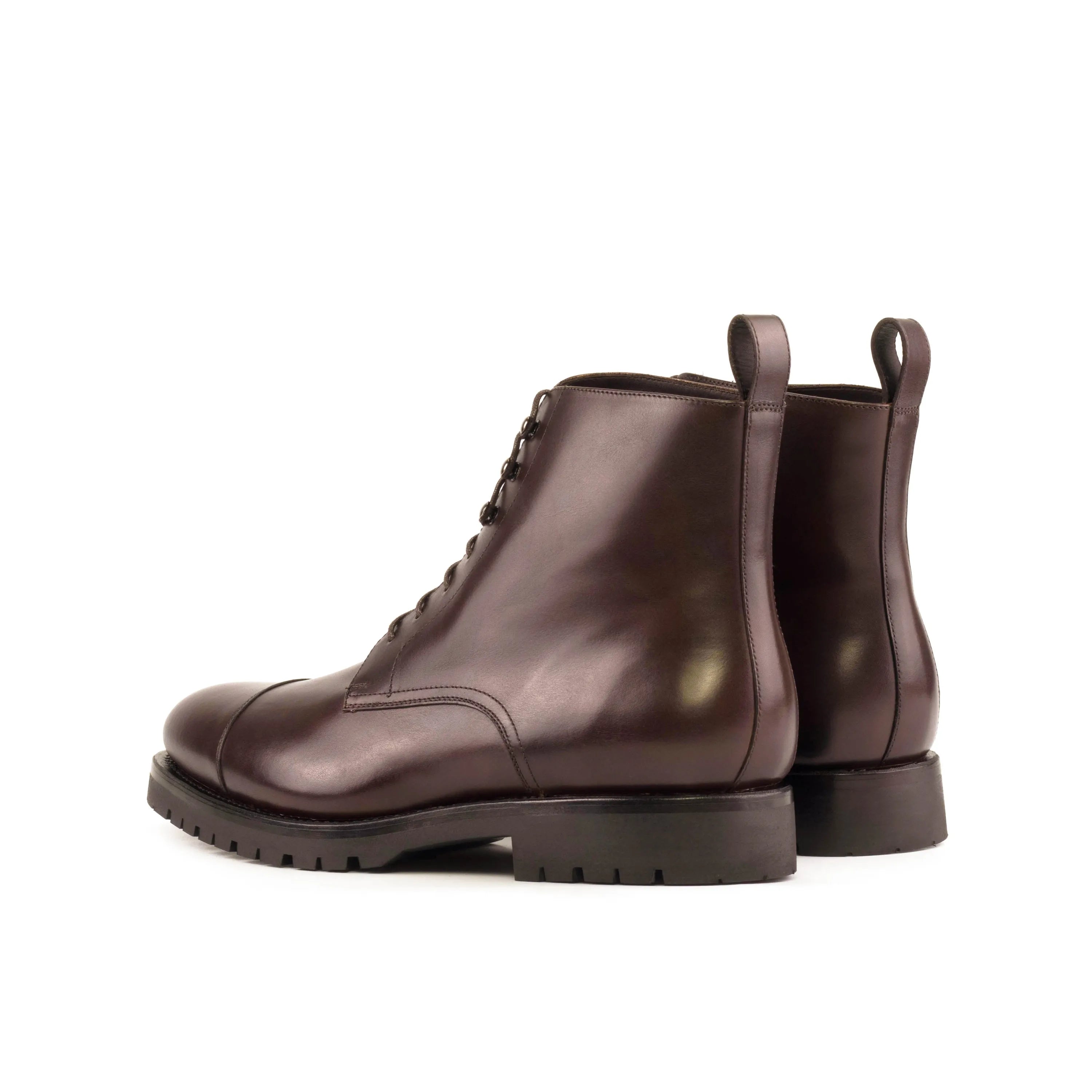 Pair of brown leather lace-up Geeva Jumper Boots