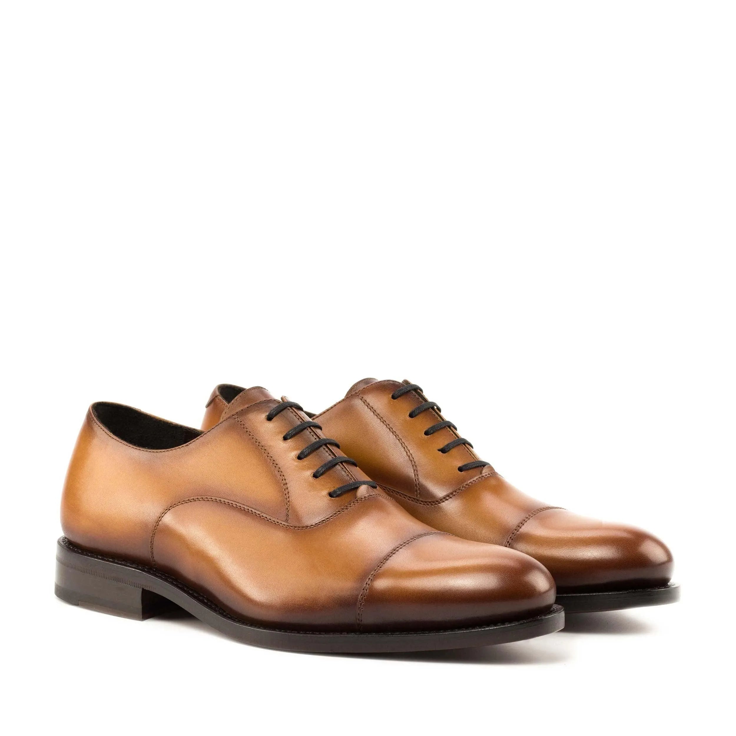 Pair of brown leather Georgy Oxford shoes II in fast lane style