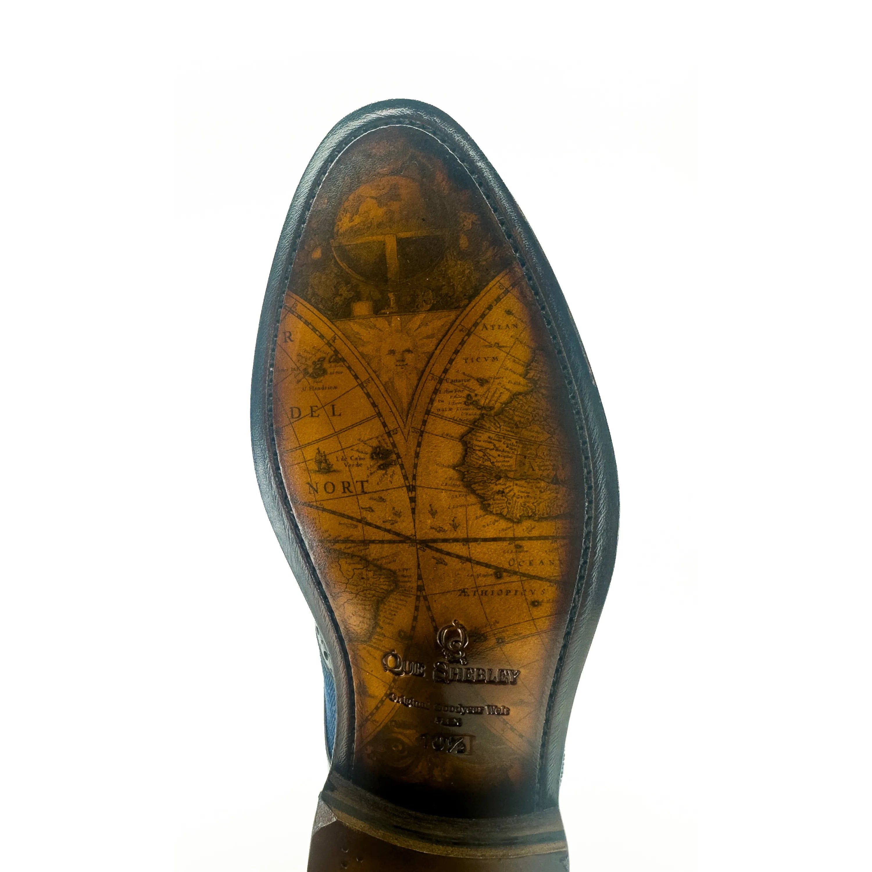 Givario single monk patina shoes sole with map design